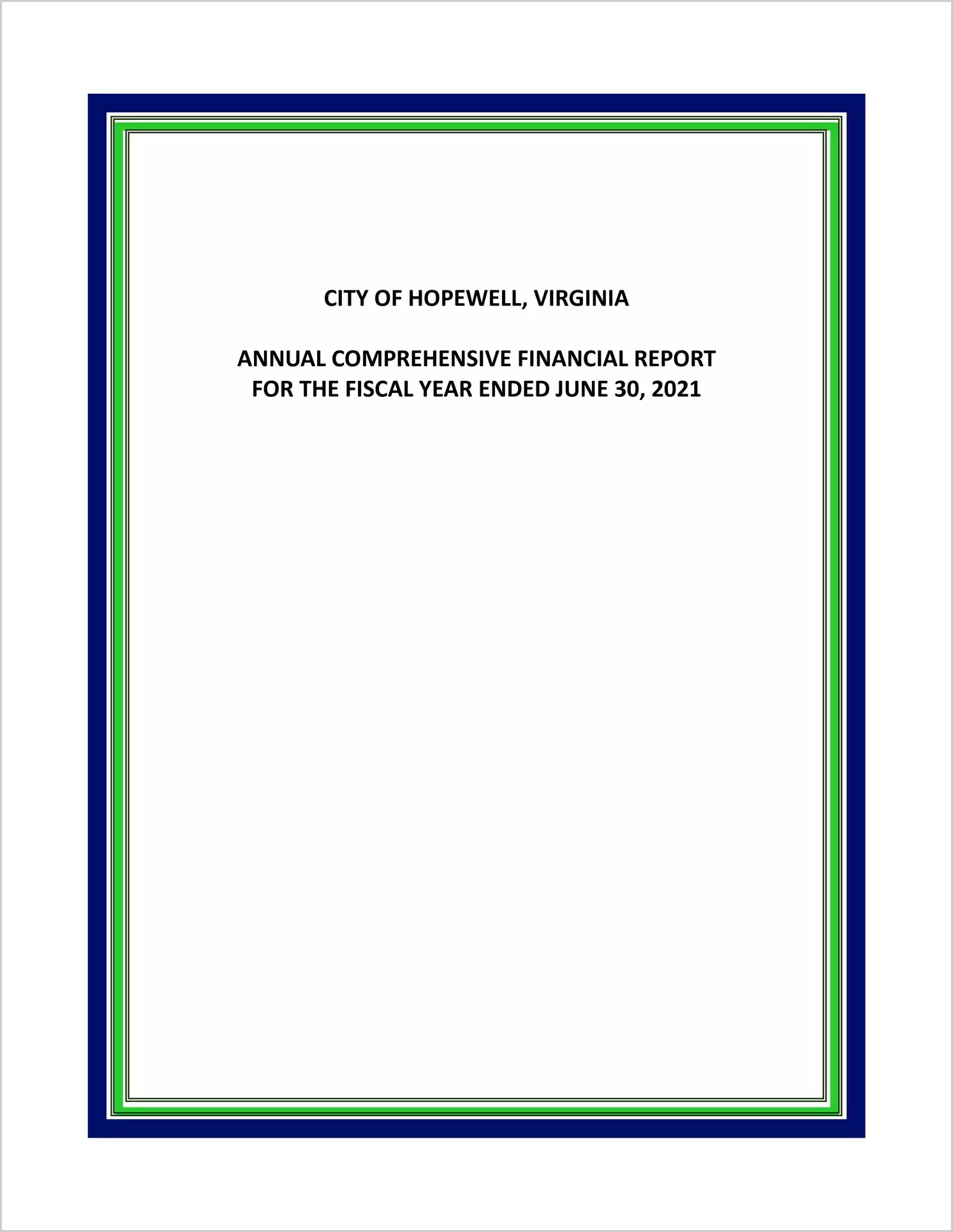 2021 Annual Financial Report for City of Hopewell