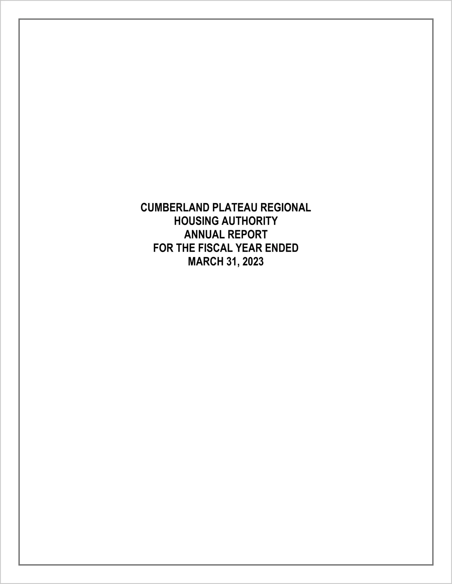 preview of 2023 ABC/Other Annual Financial Report for Cumberland Plateau Regional Housing Authority