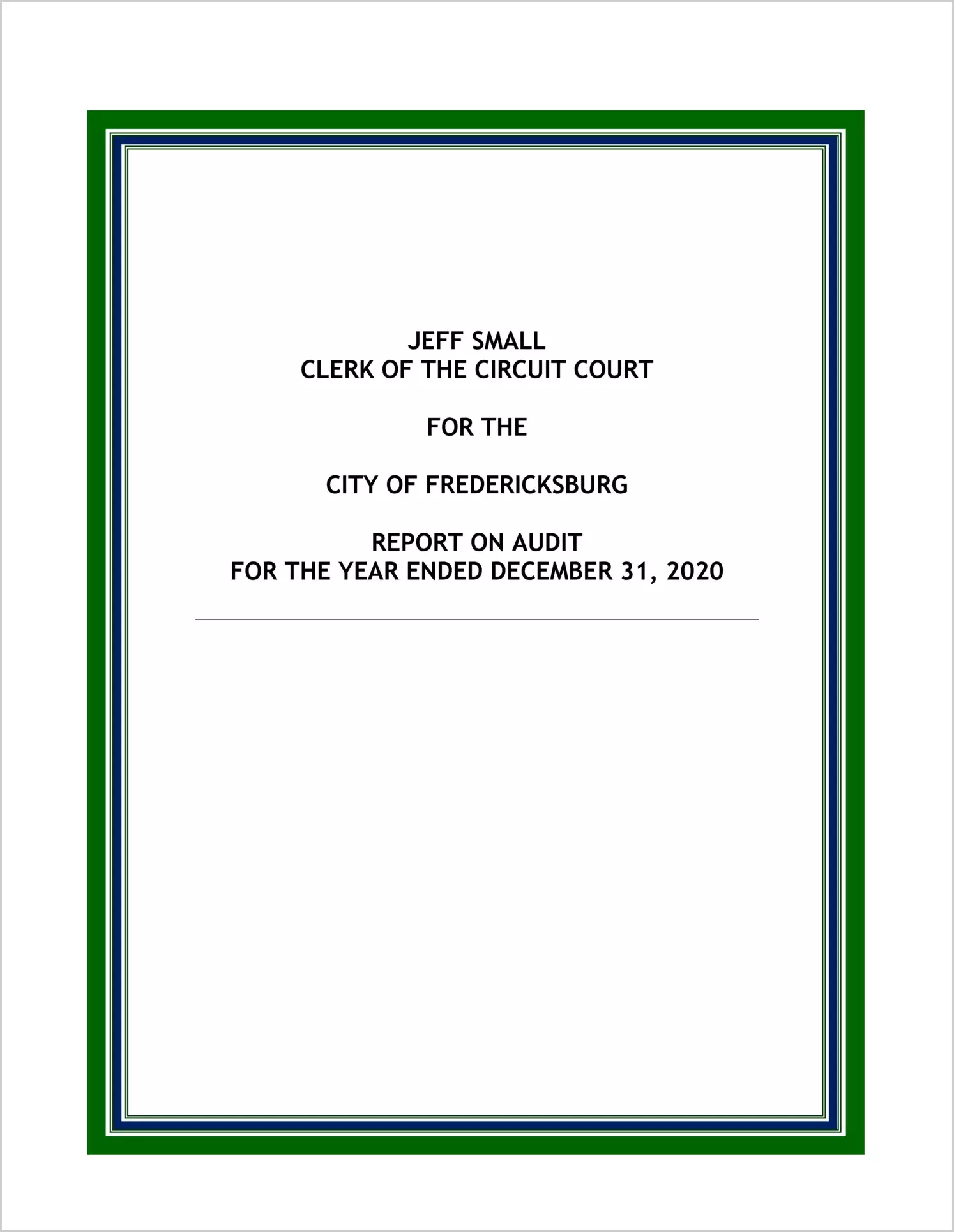 Clerk of the Circuit Court for the City of Fredericksburg for the period January 1, 2020 through December 31, 2020