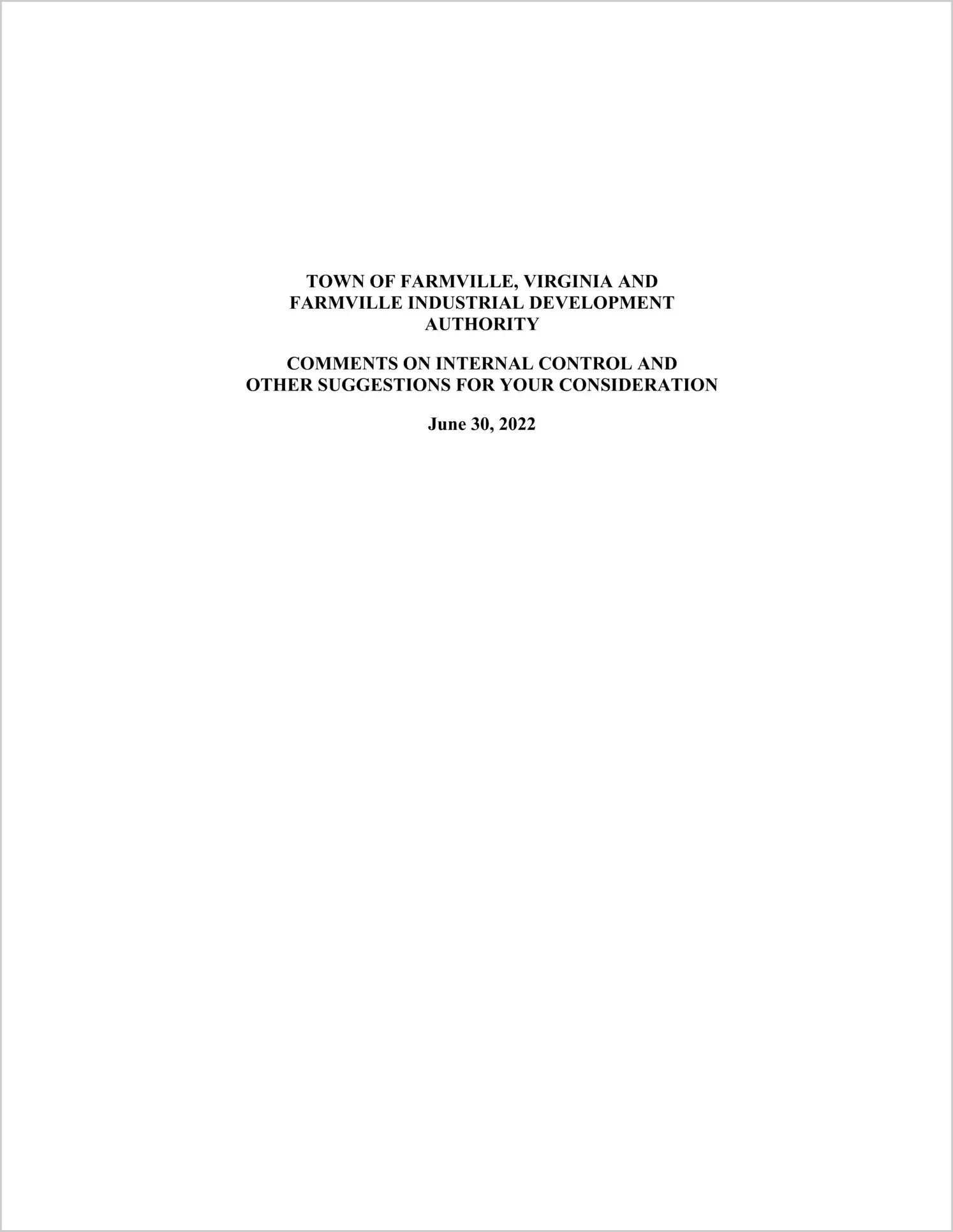 preview of 2022 Management Letter for Town of Farmville