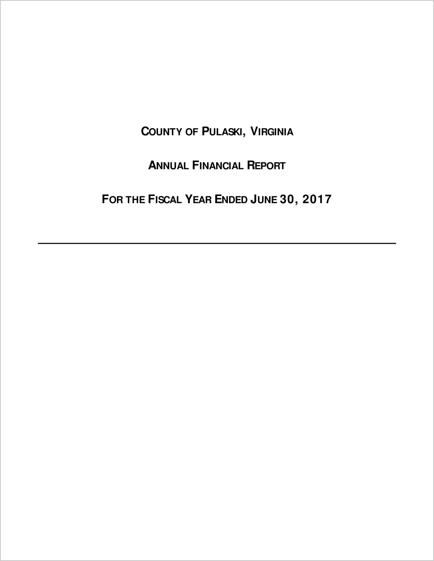 2017 Annual Financial Report for County of Pulaski