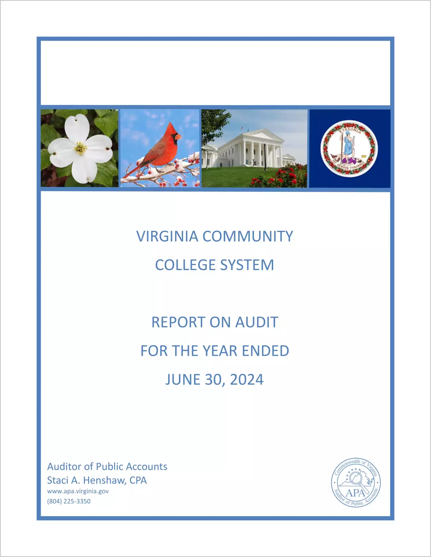 preview of Virginia Community College System for the year ended June 30, 2024