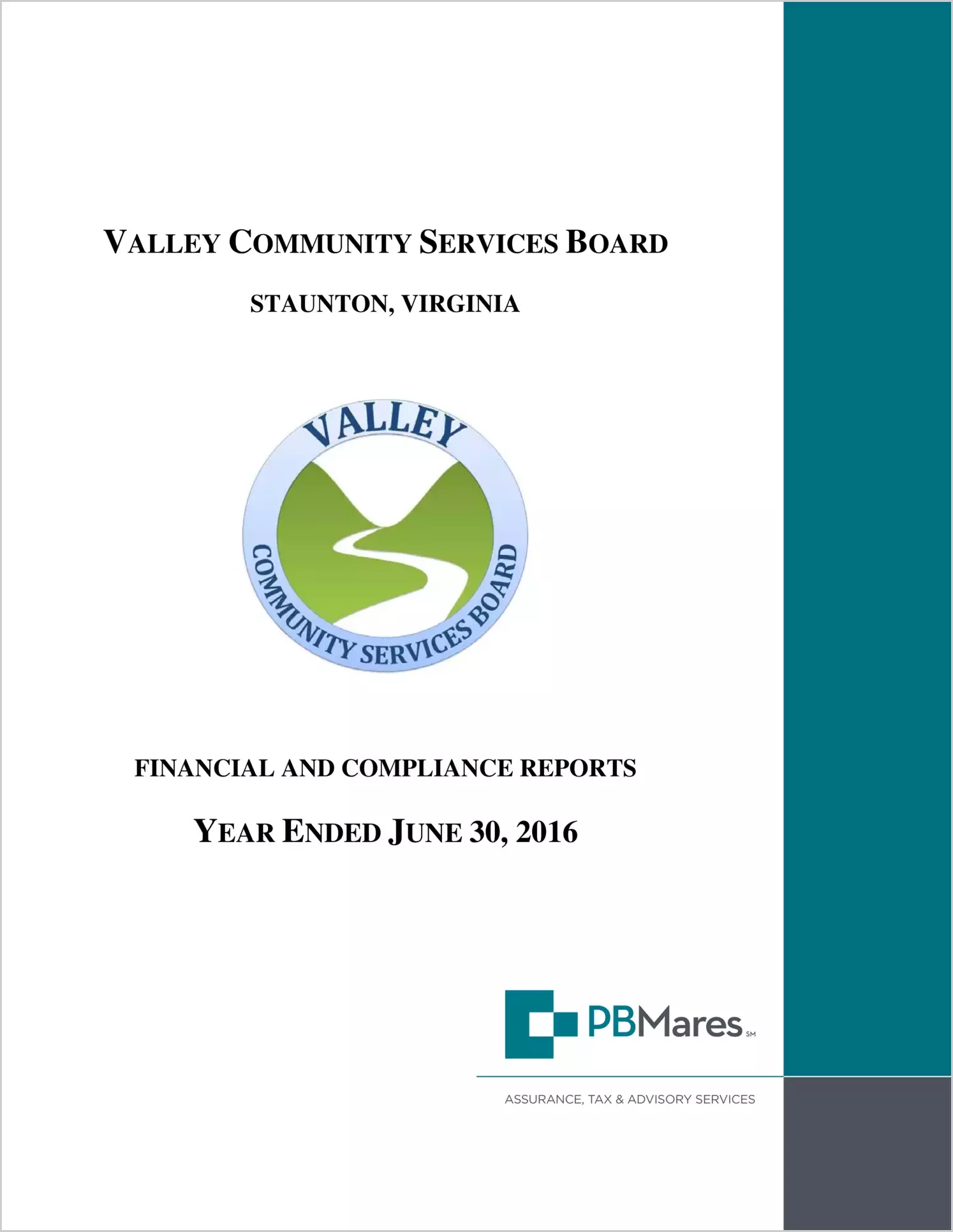 2016 ABC/Other Annual Financial Report  for Valley Community Services Board