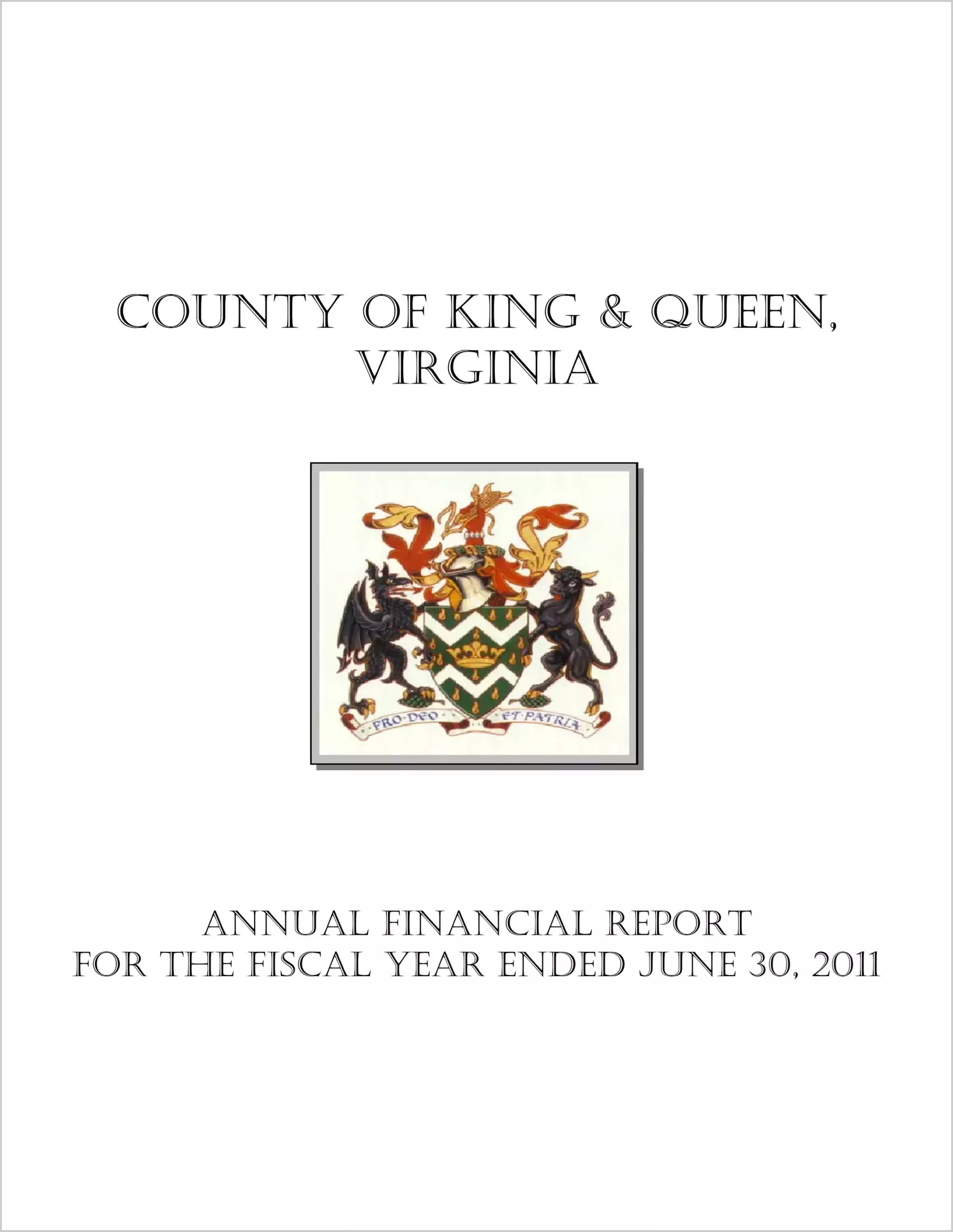 2011 Annual Financial Report for County of King & Queen