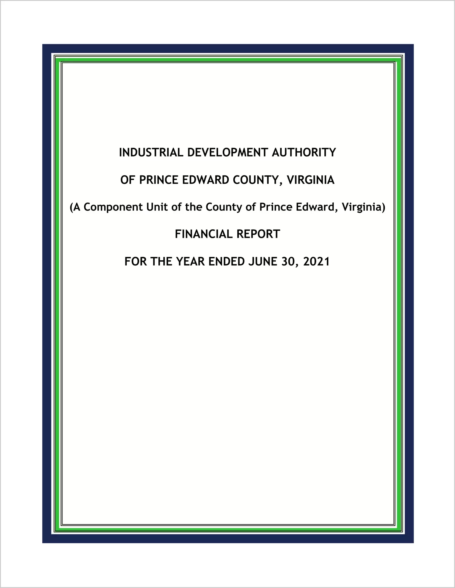 2021 ABC/Other Annual Financial Report  for Prince Edward Industrial Development Authority