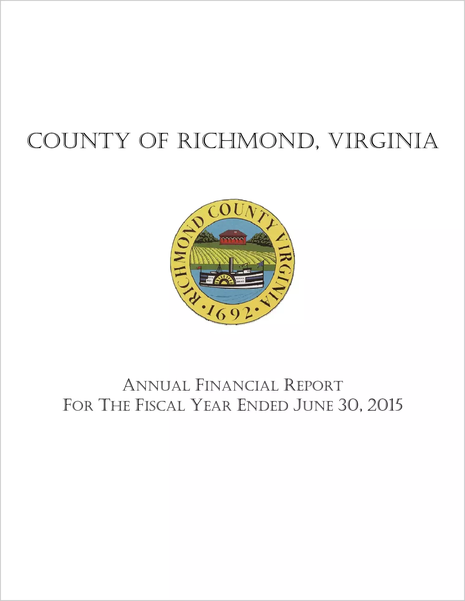 2015 Annual Financial Report for County of Richmond