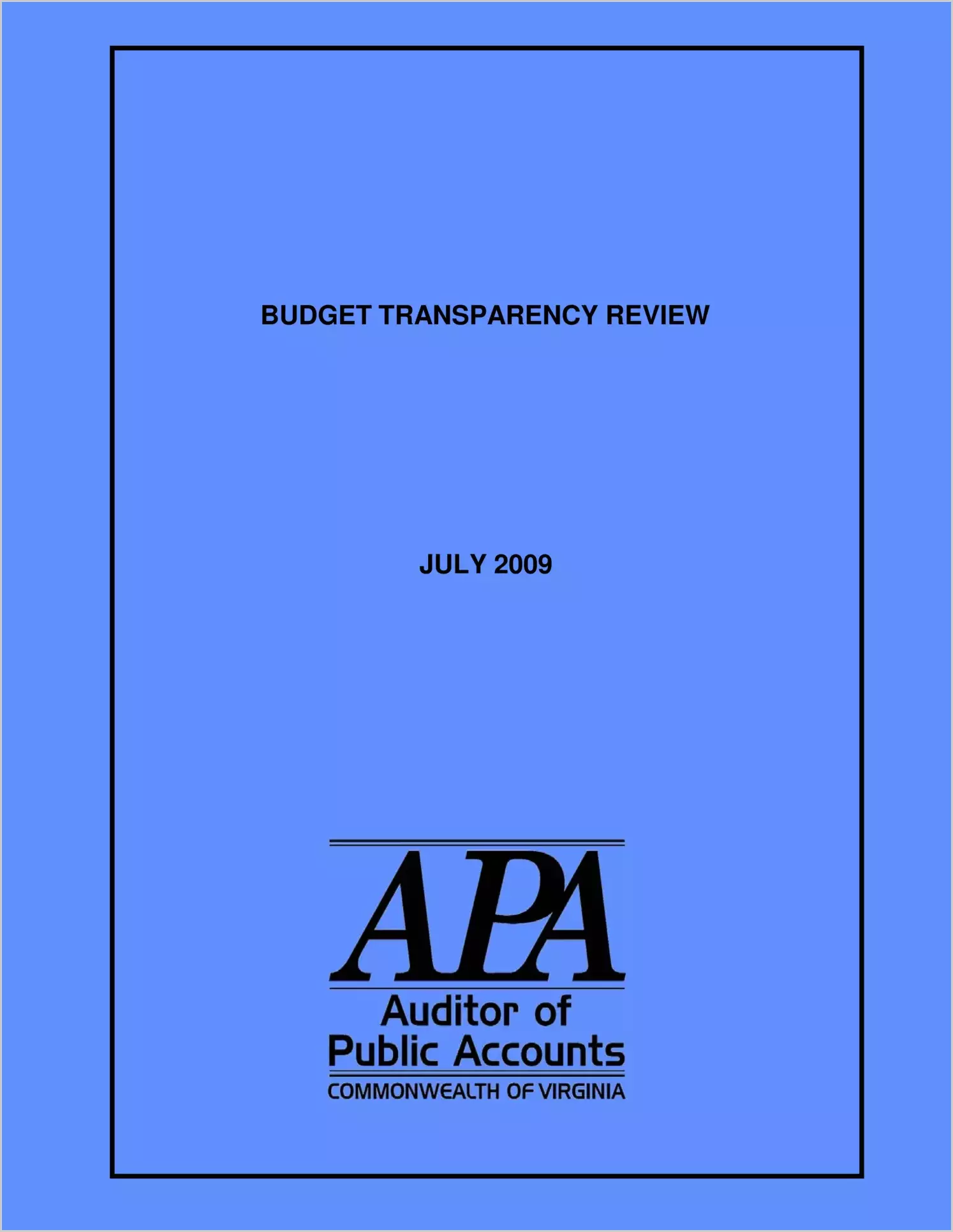 Budget Transparency Review 2009