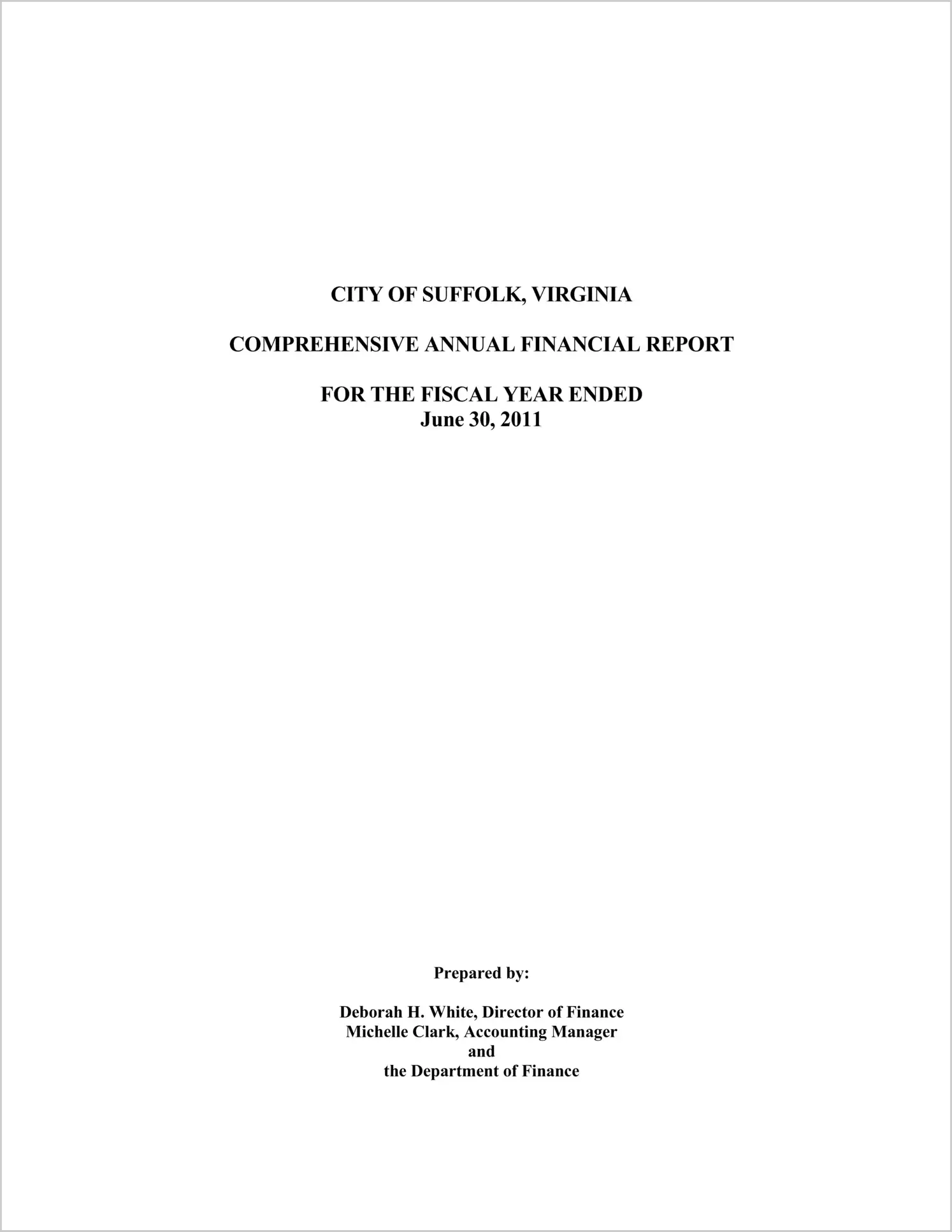 2011 Annual Financial Report for City of Suffolk