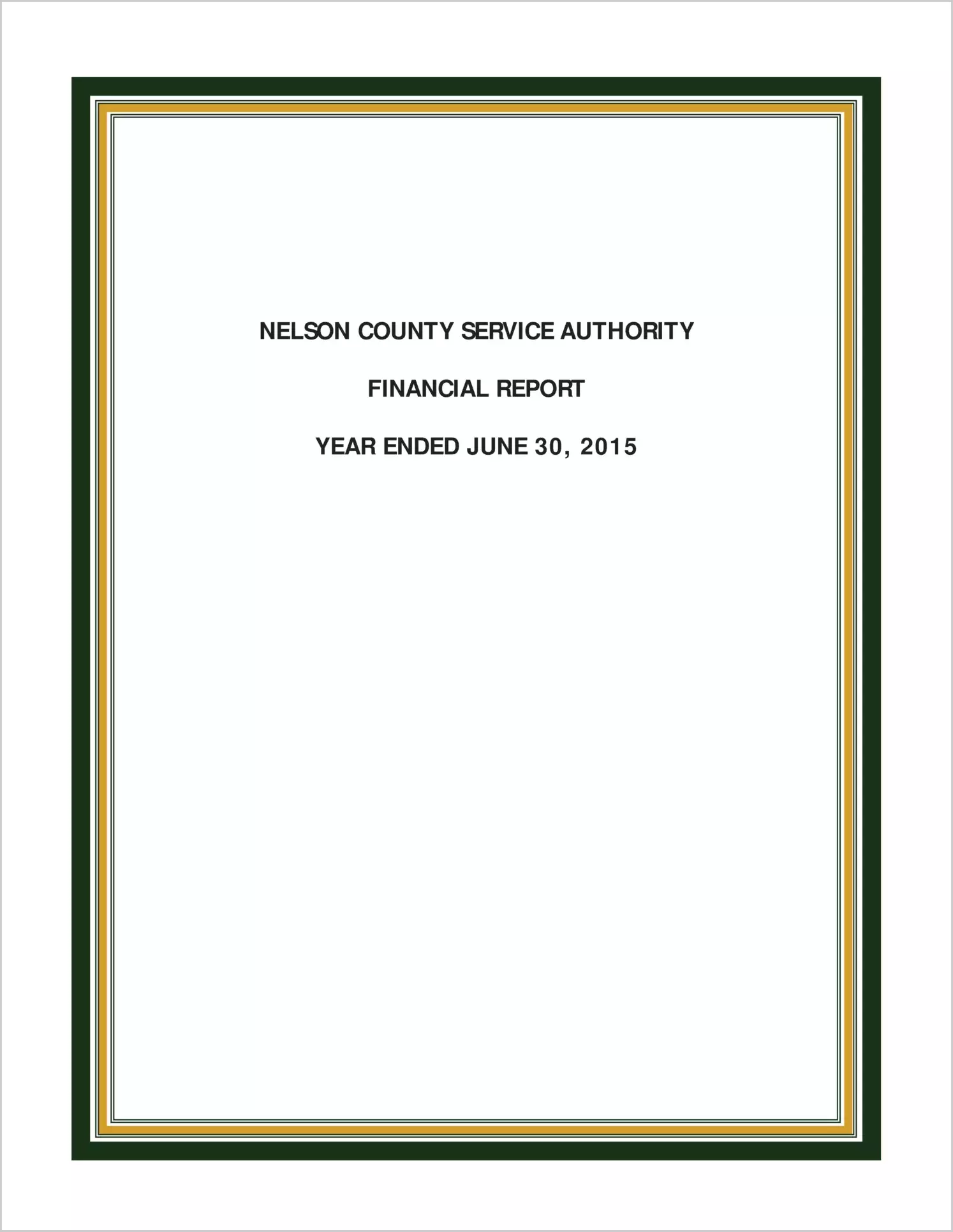 2015 ABC/Other Annual Financial Report  for Nelson County Service Authority