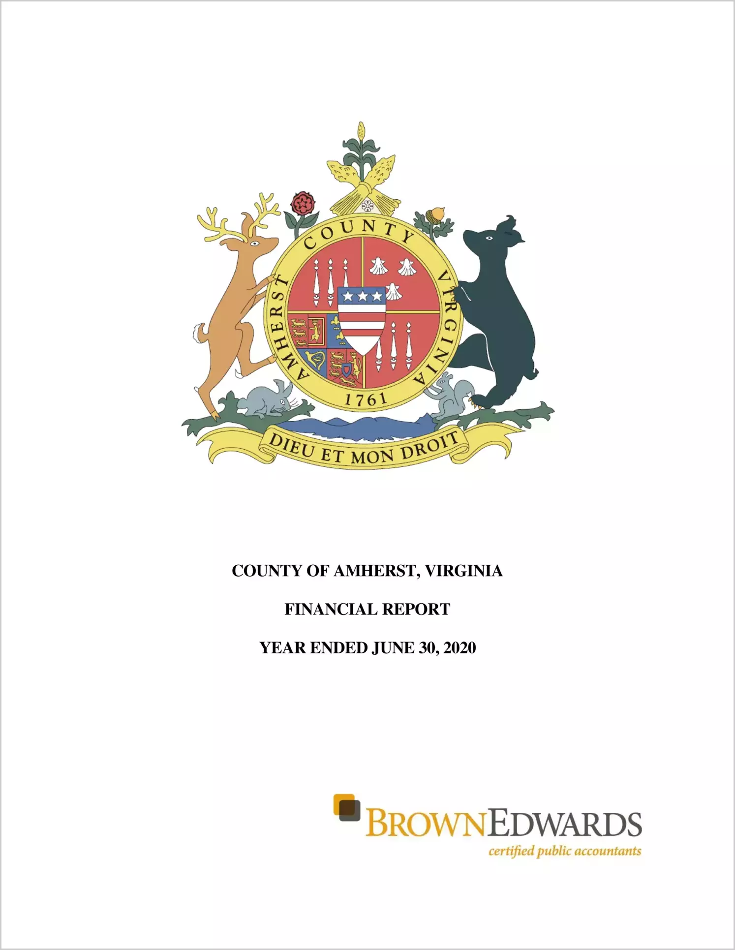 2020 Annual Financial Report for County of Amherst
