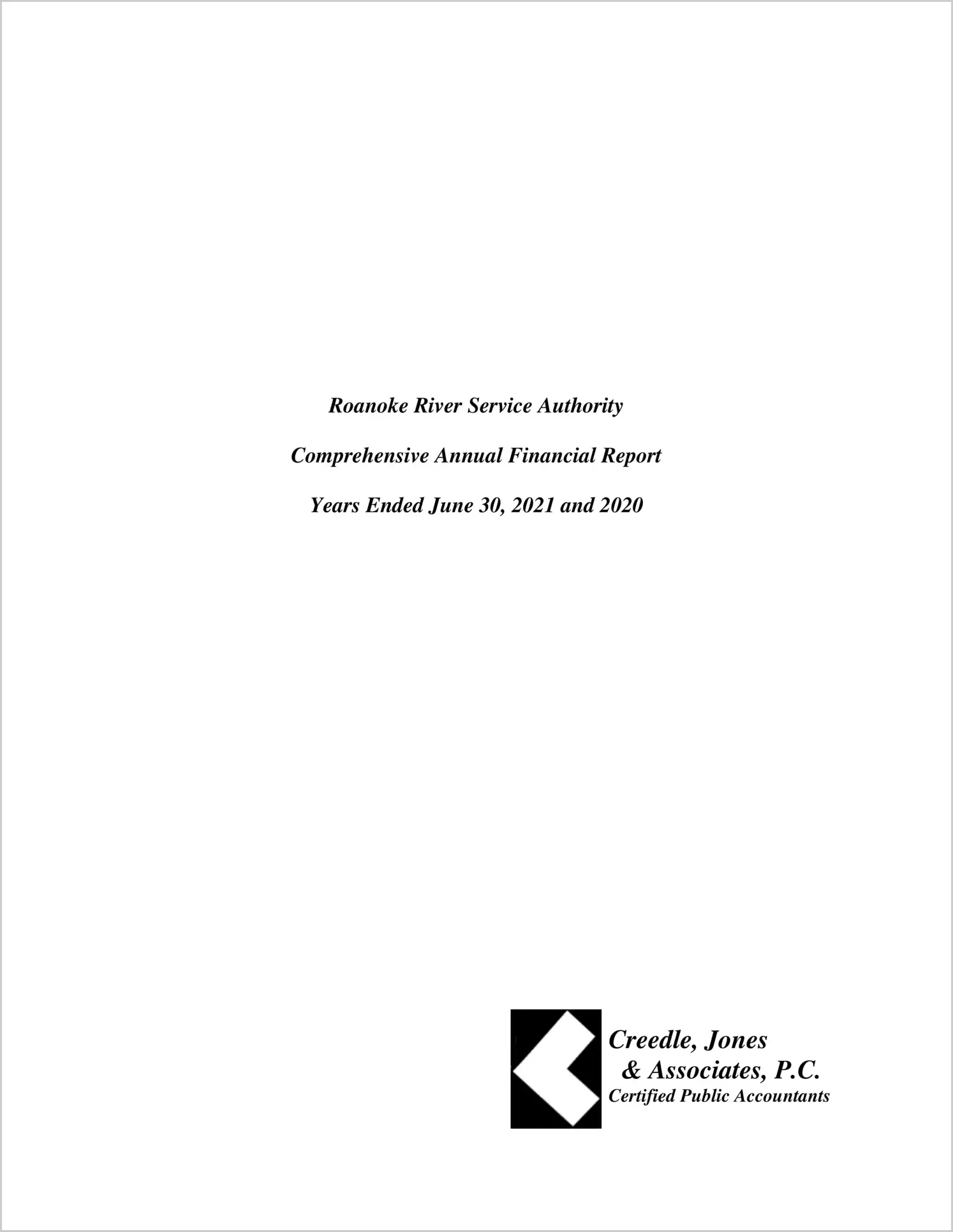 2021 ABC/Other Annual Financial Report  for Roanoke River Service Authority