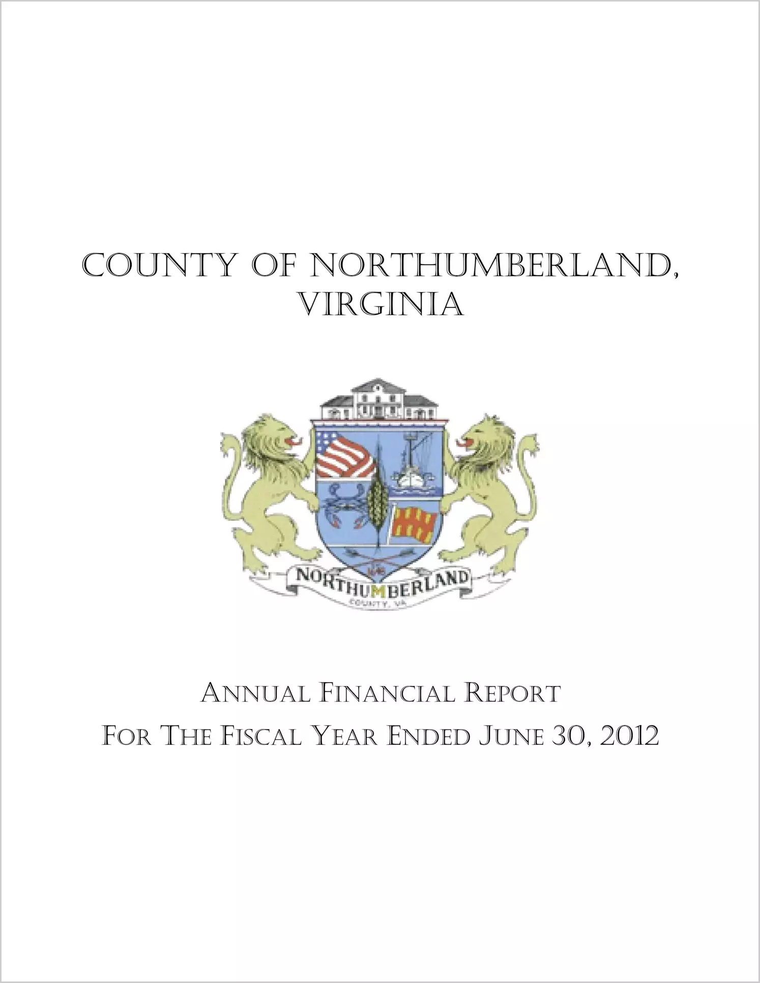 2012 Annual Financial Report for County of Northumberland