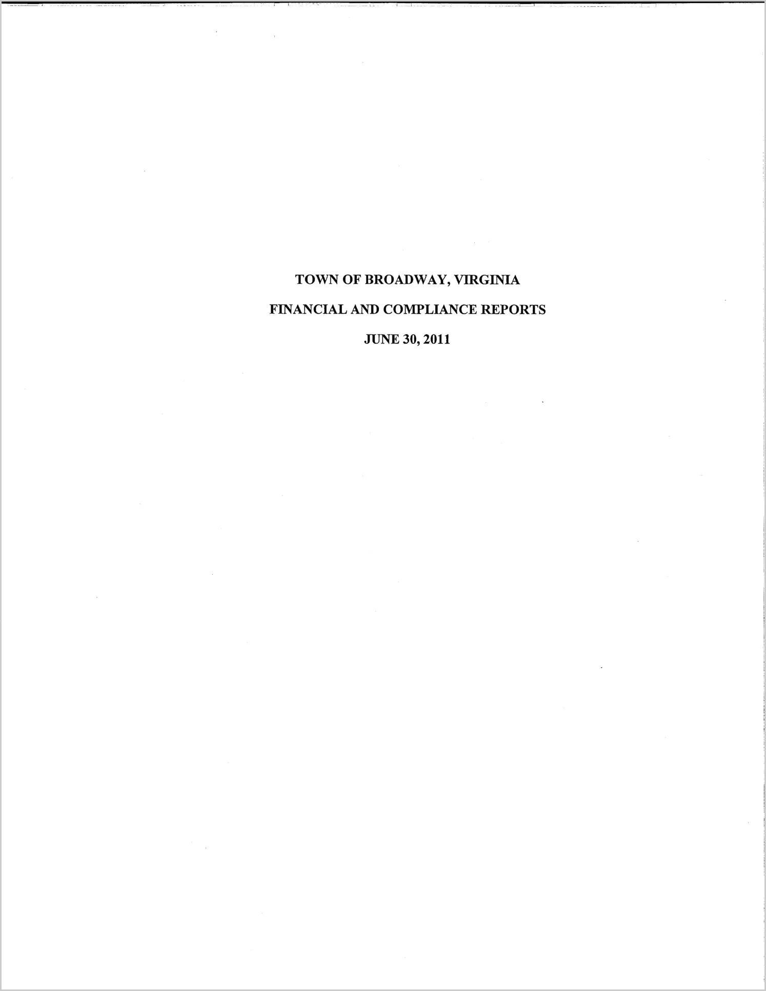 2011 Annual Financial Report for Town of Broadway