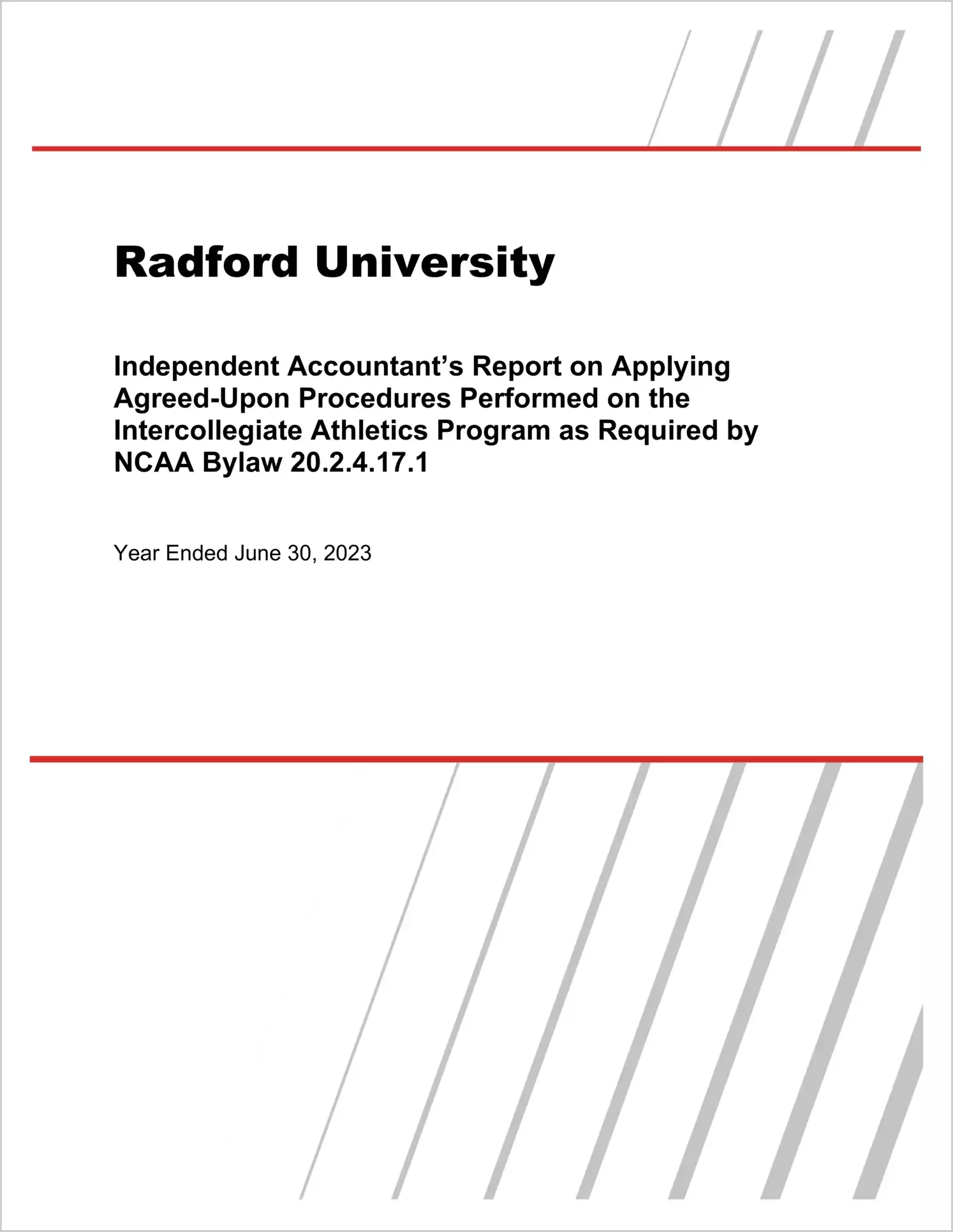 Radford University Intercollegiate Athletics Programs for the year ended June 30, 2023