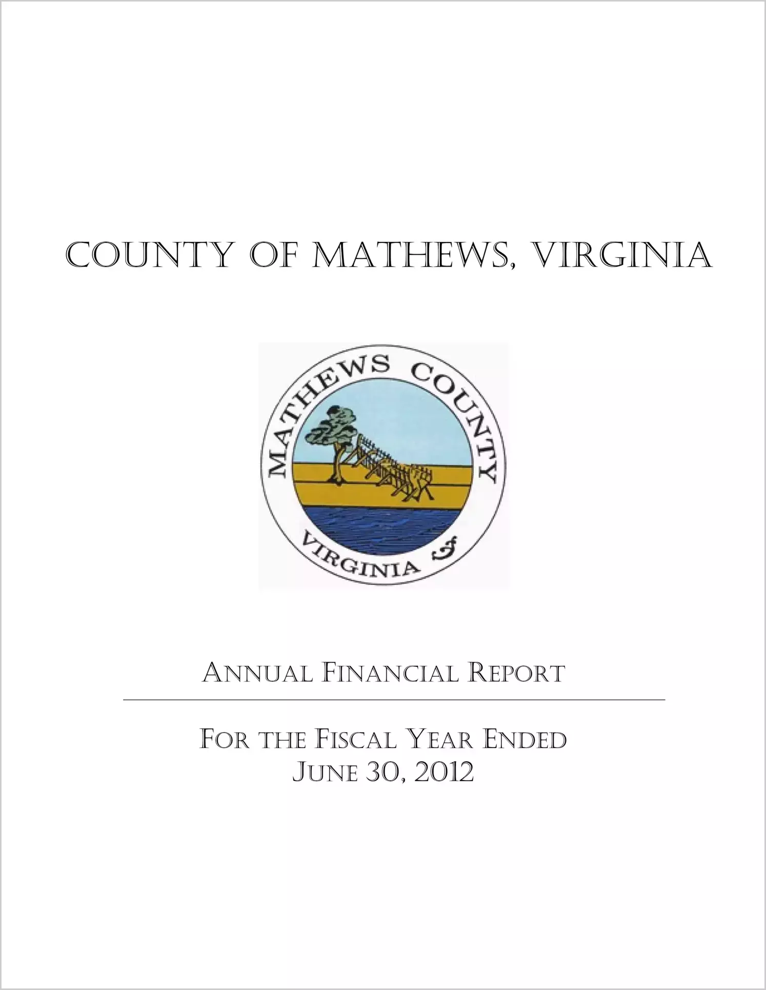 2012 Annual Financial Report for County of Mathews