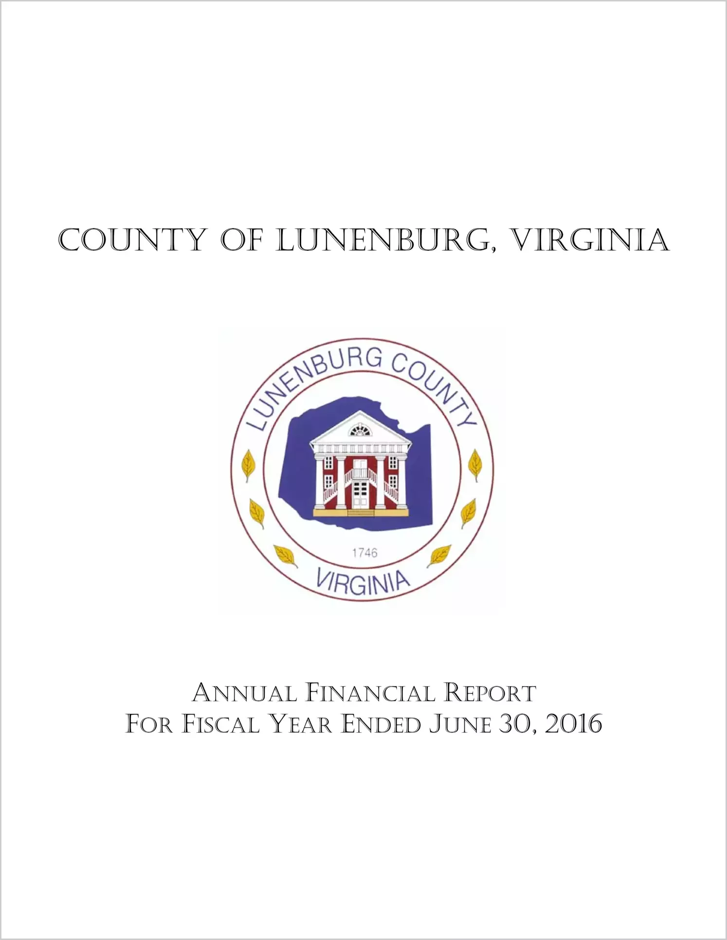 2016 Annual Financial Report for County of Lunenburg