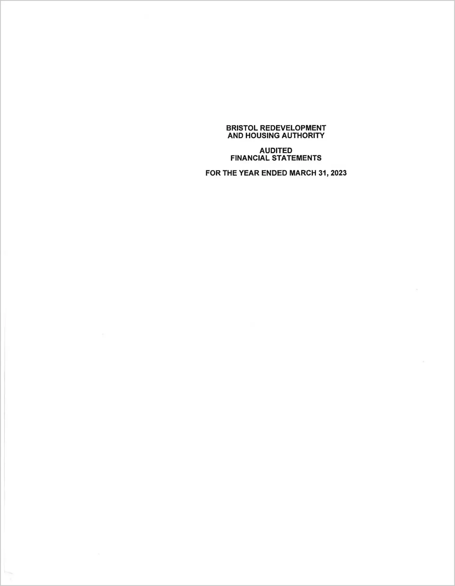 preview of 2023 ABC/Other Annual Financial Report for Bristol Redevelopment and Housing Authority