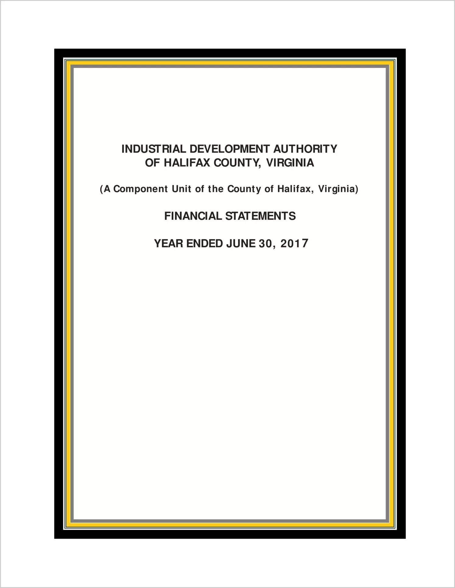 2017 ABC/Other Annual Financial Report  for Halifax Industrial Development Authority