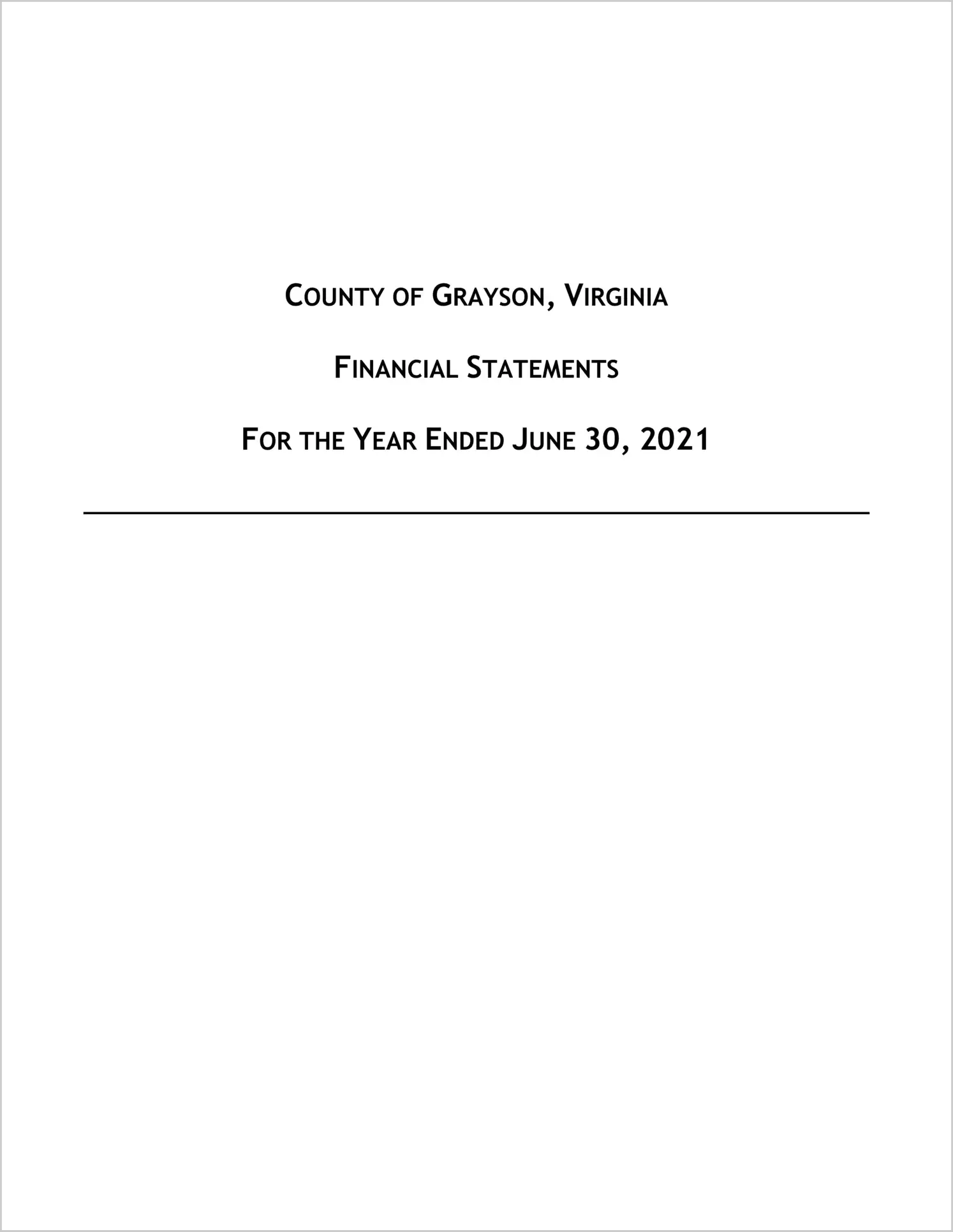 2021 Annual Financial Report for County of Grayson
