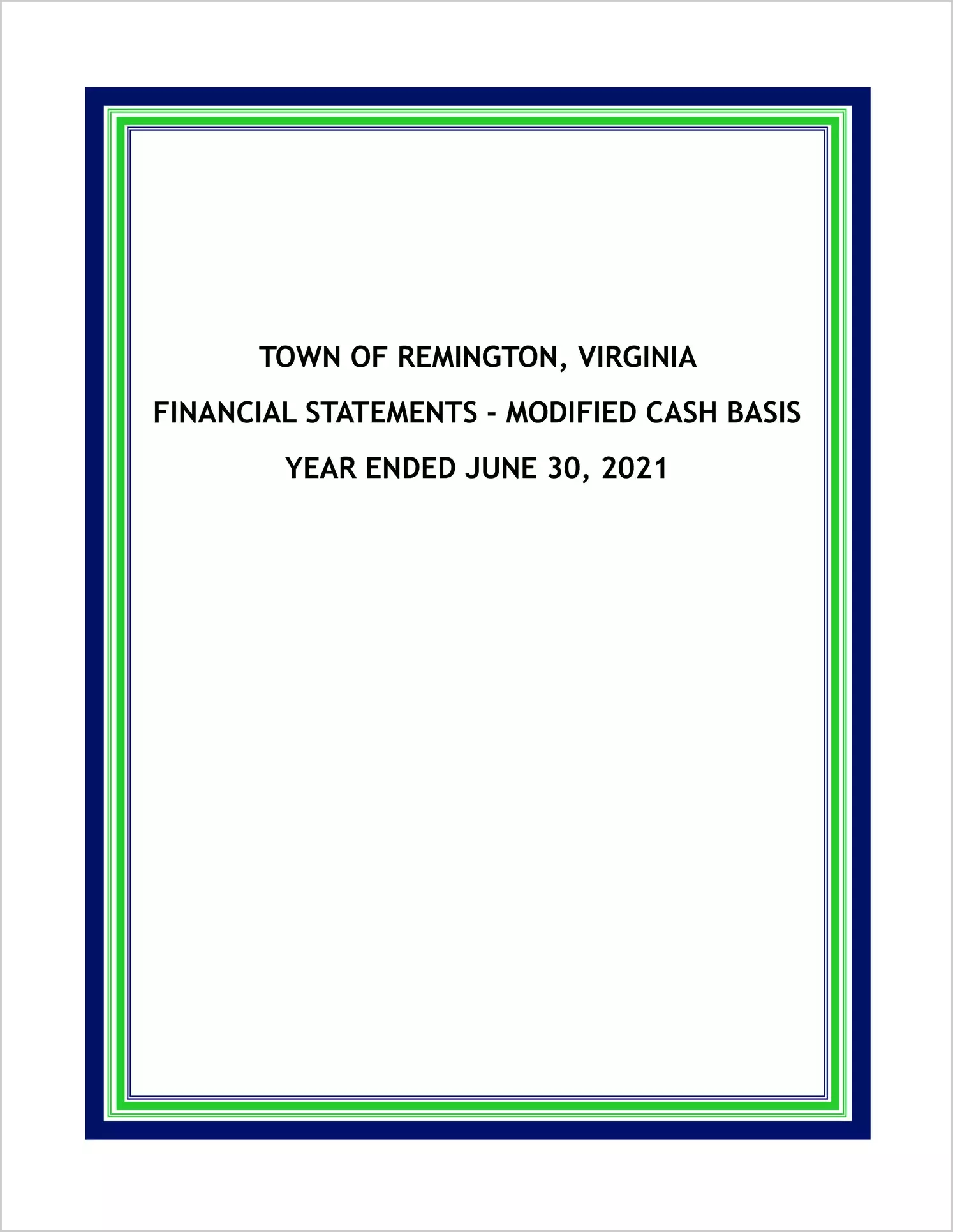 2021 Annual Financial Report for Town of Remington