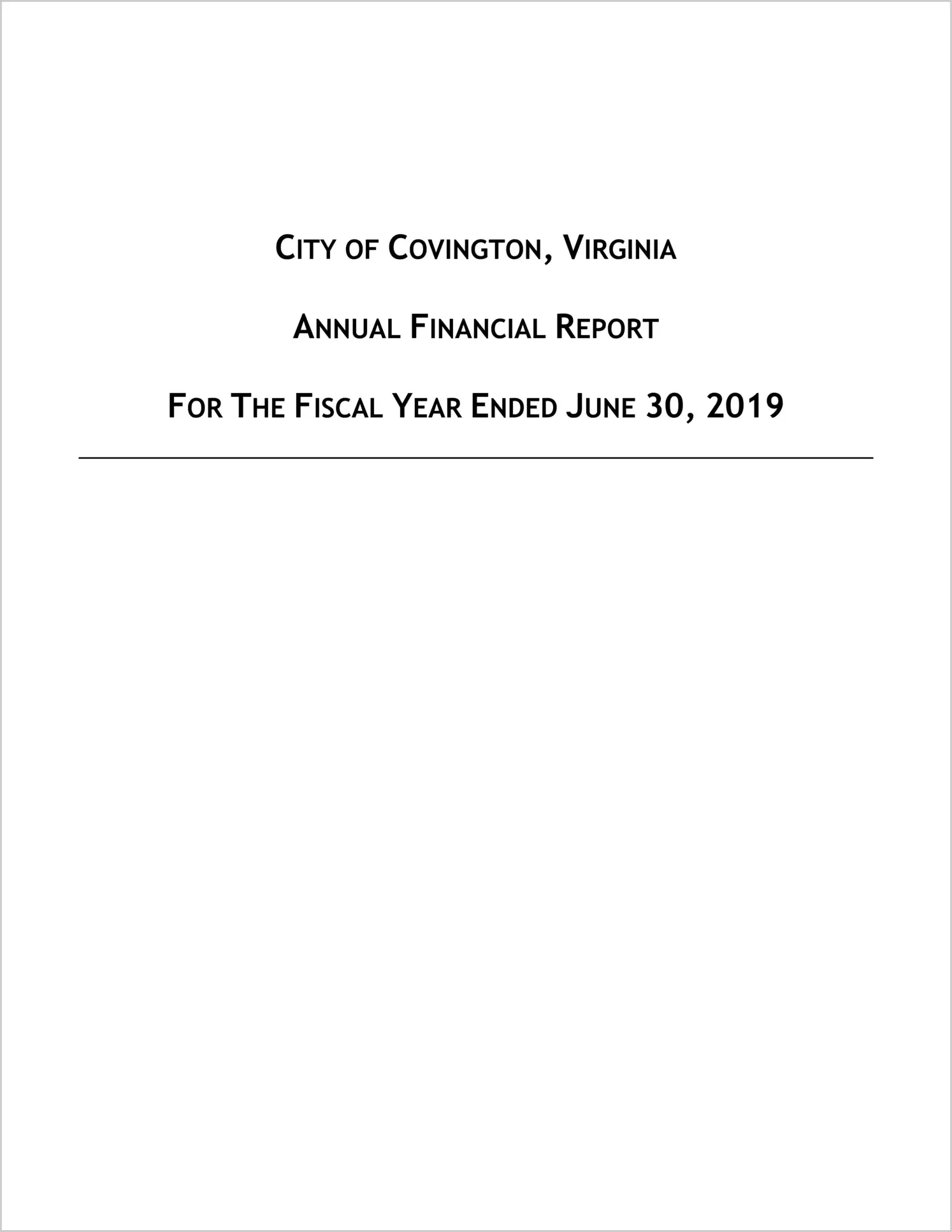 2019 Annual Financial Report for City of Covington