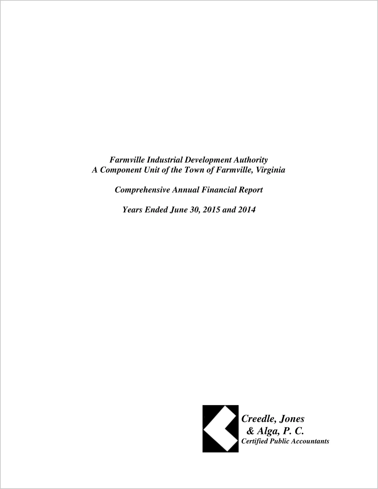 2015 ABC/Other Annual Financial Report  for Farmville Industrial Development Authority