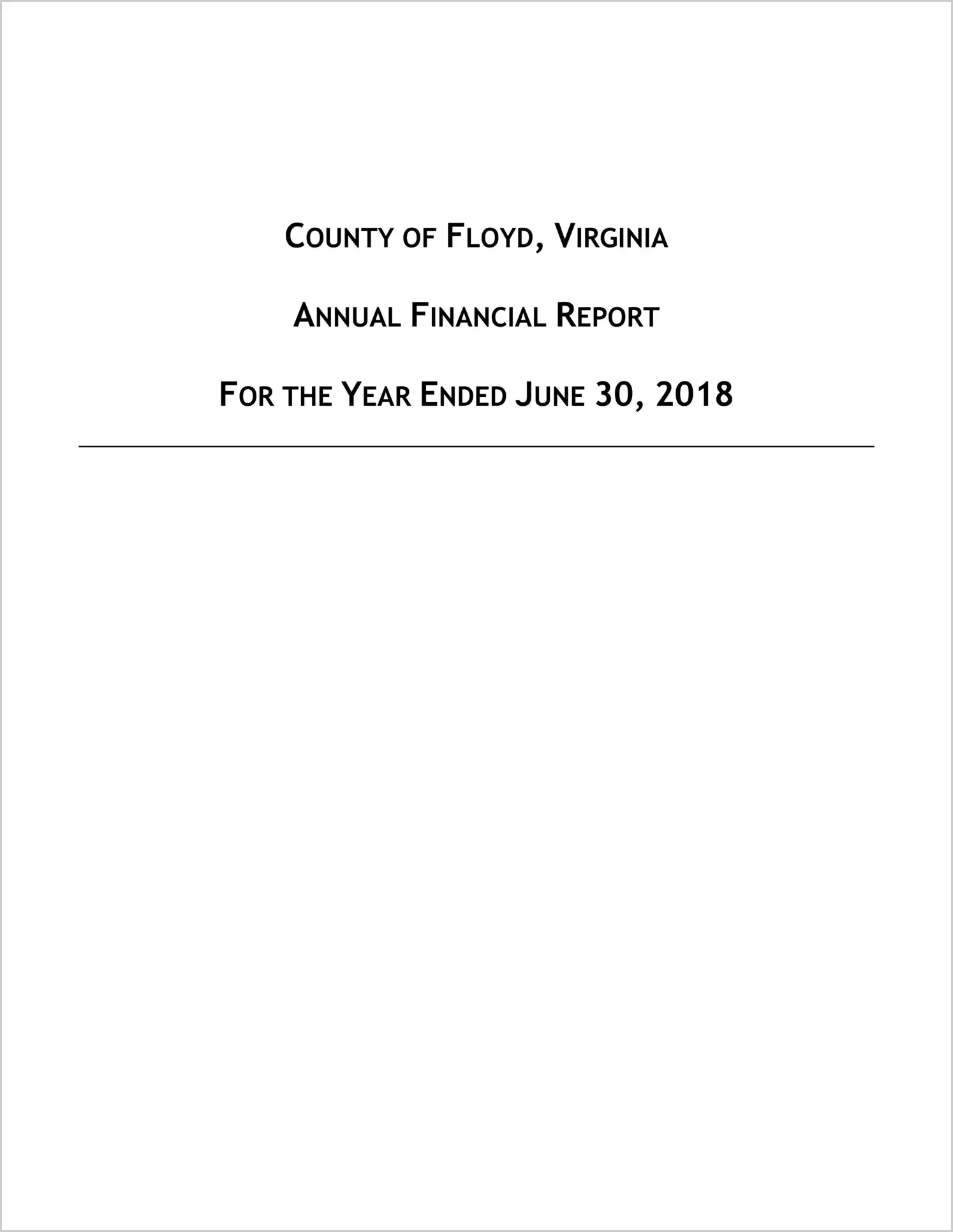 2018 Annual Financial Report for County of Floyd