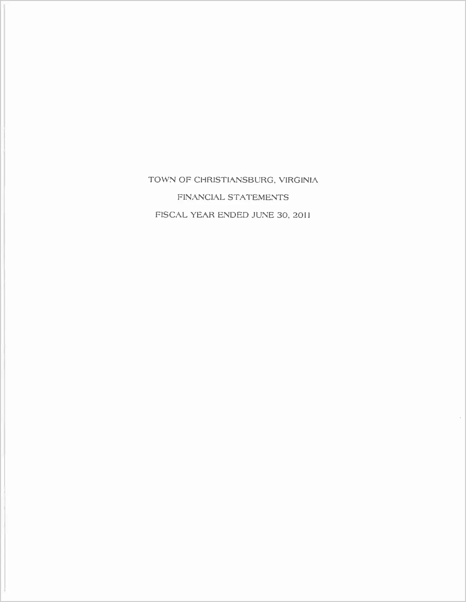 2011 Annual Financial Report for Town of Christiansburg