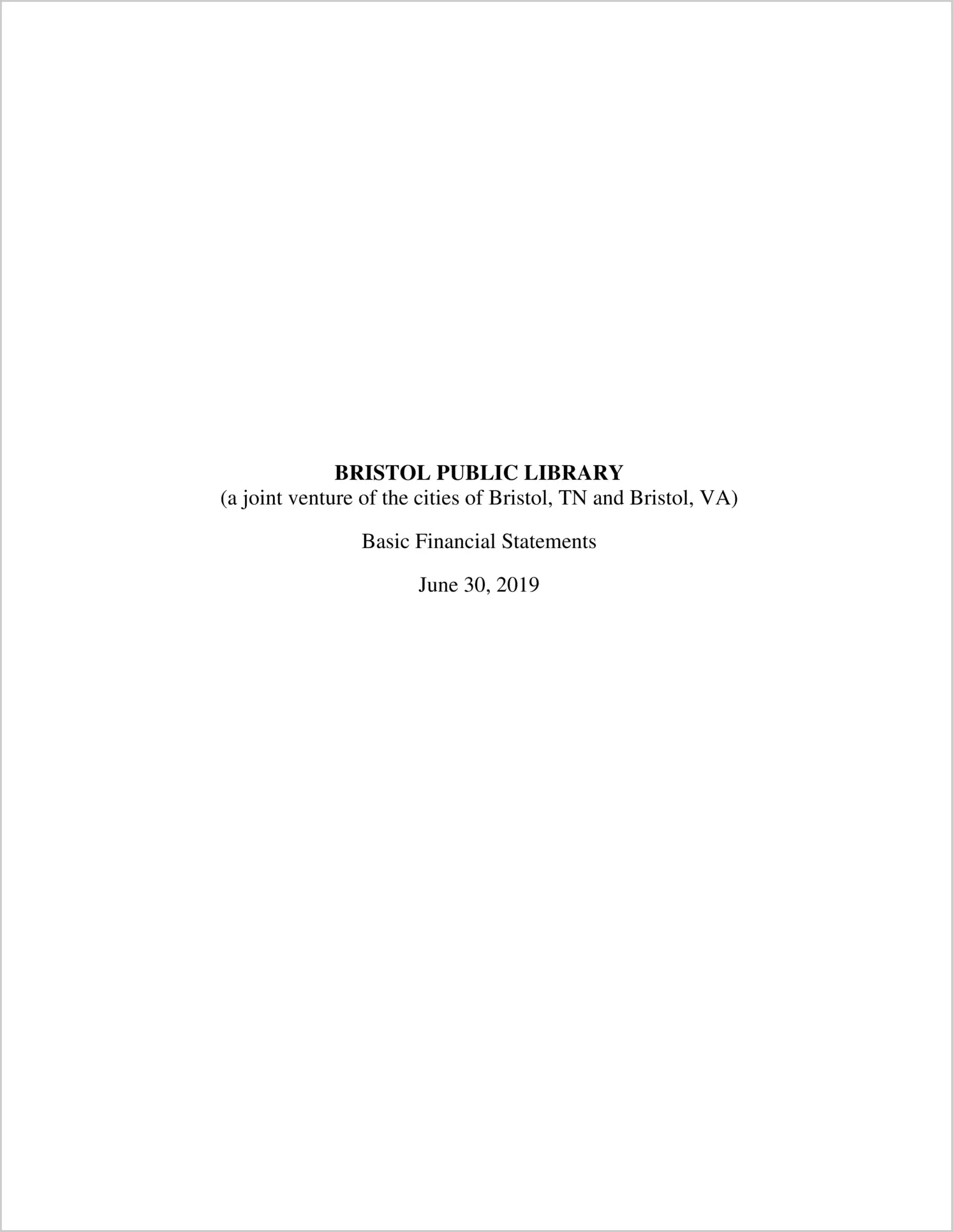 2019 ABC/Other Annual Financial Report  for Bristol Public Library