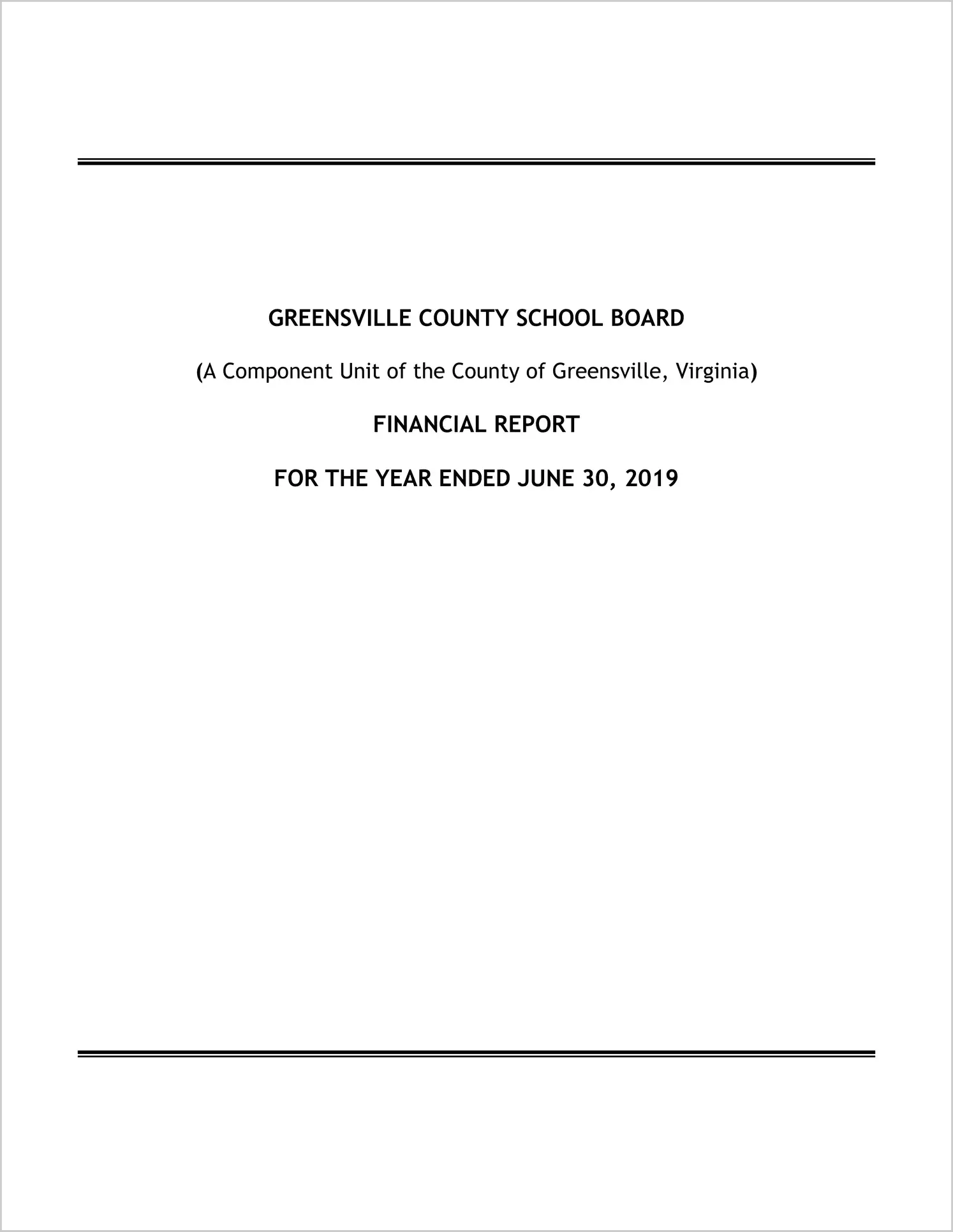 2019 Public Schools Annual Financial Report- Reissued for County of Greensville
