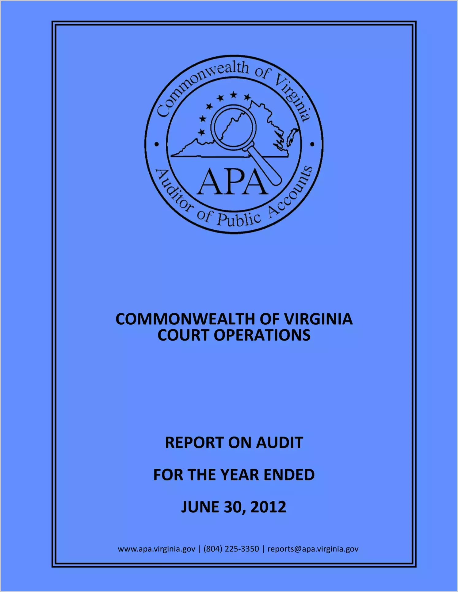 Commonwealth of Virginia Court Operations - with Appendix 2012