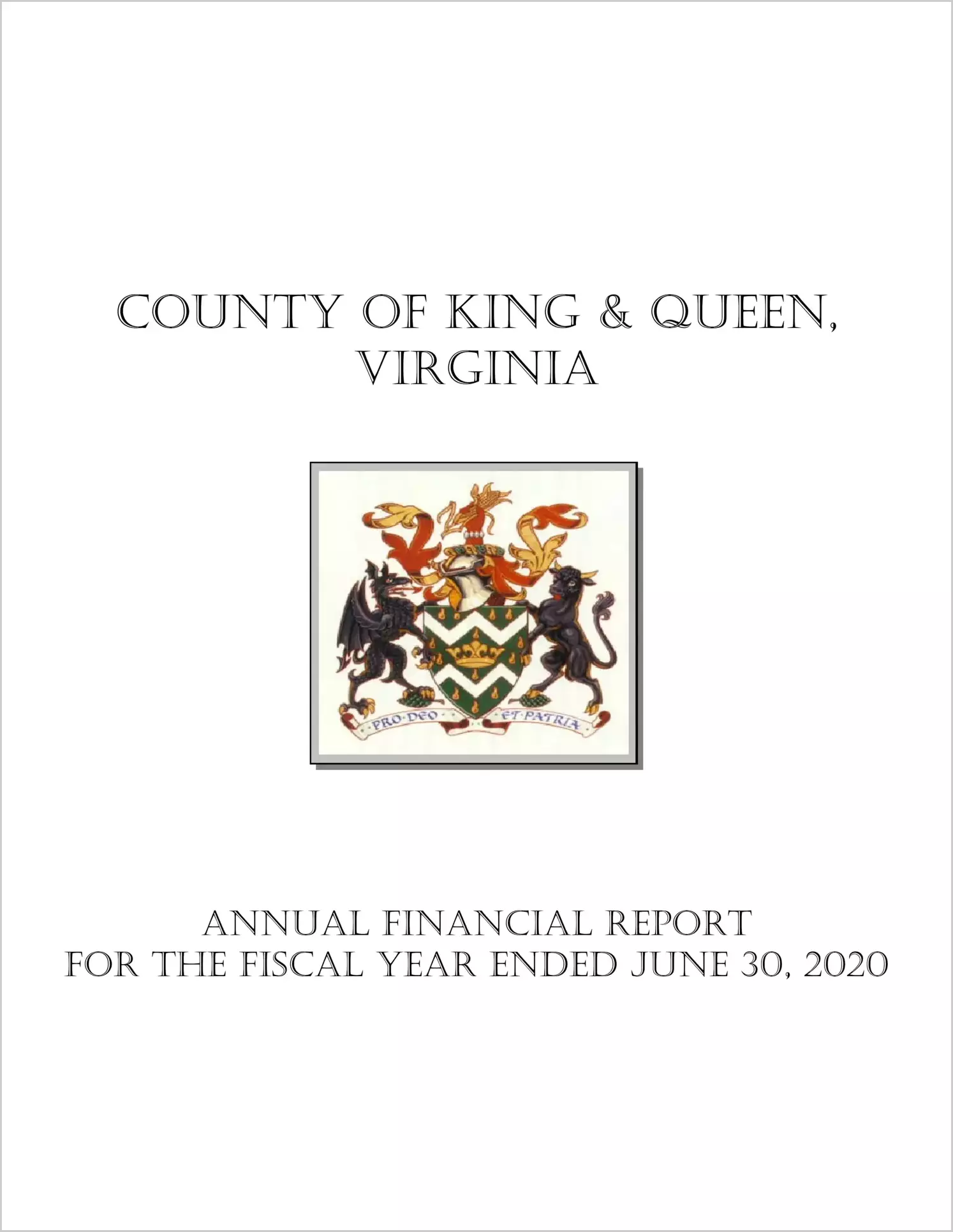 2020 Annual Financial Report for County of King and Queen