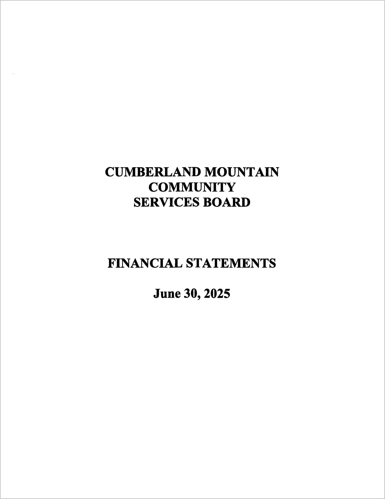 preview of 2025 ABC/Other Annual Financial Report for Cumberland Mountain Community Services Board