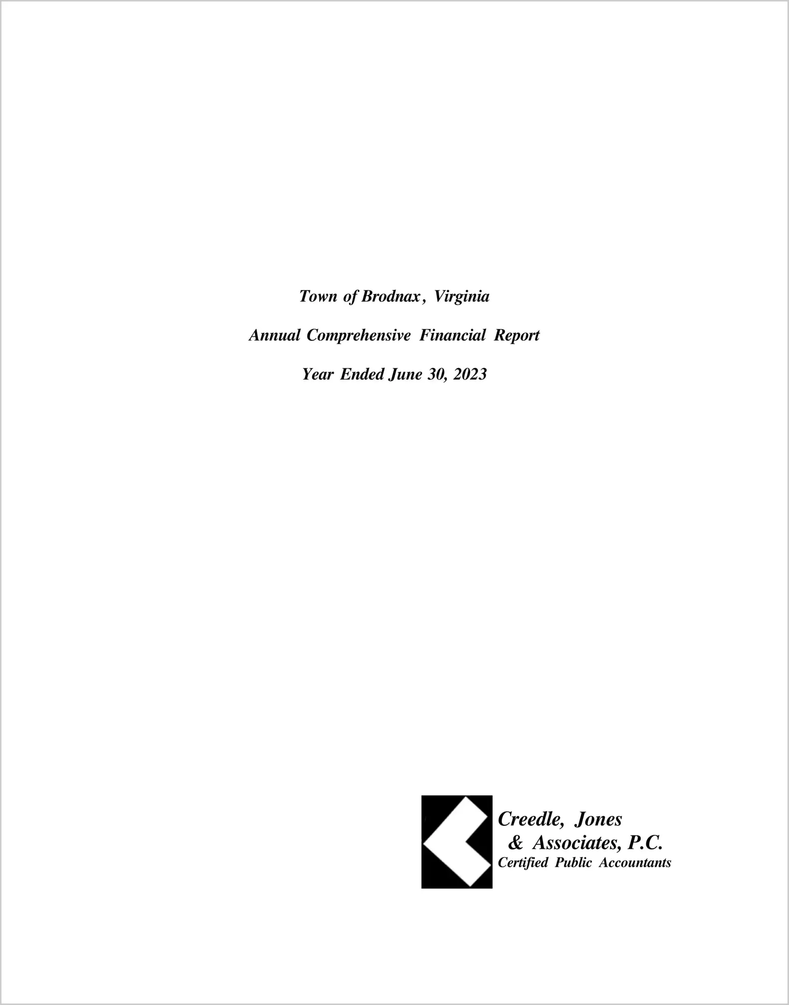 2023 Annual Financial Report for Town of Brodnax