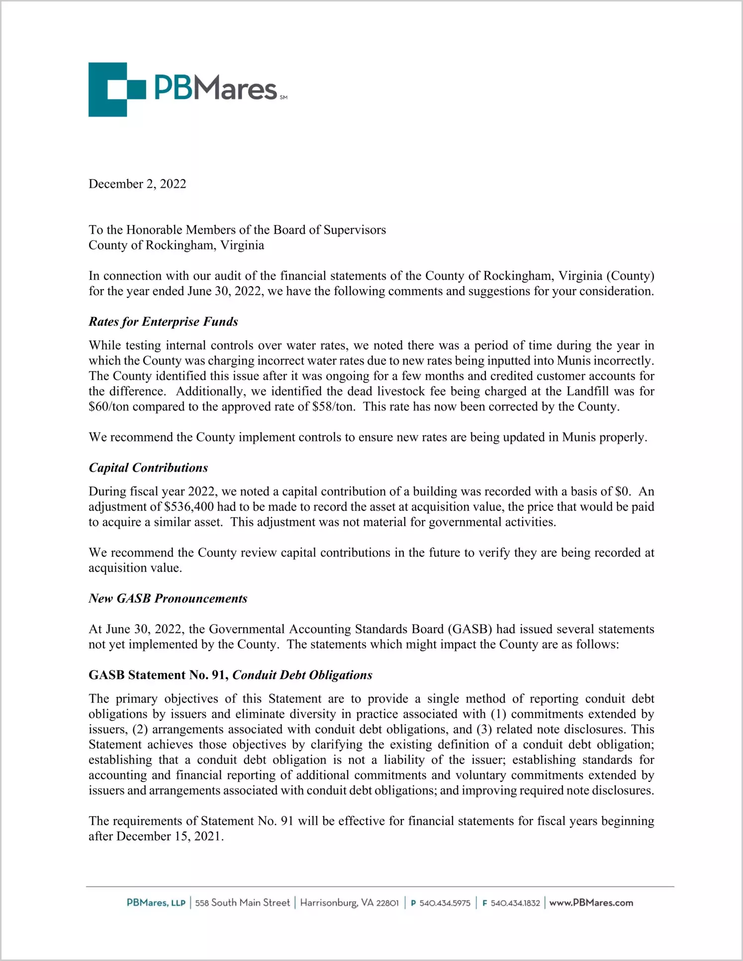 preview of 2022 Management Letter for County of Rockingham