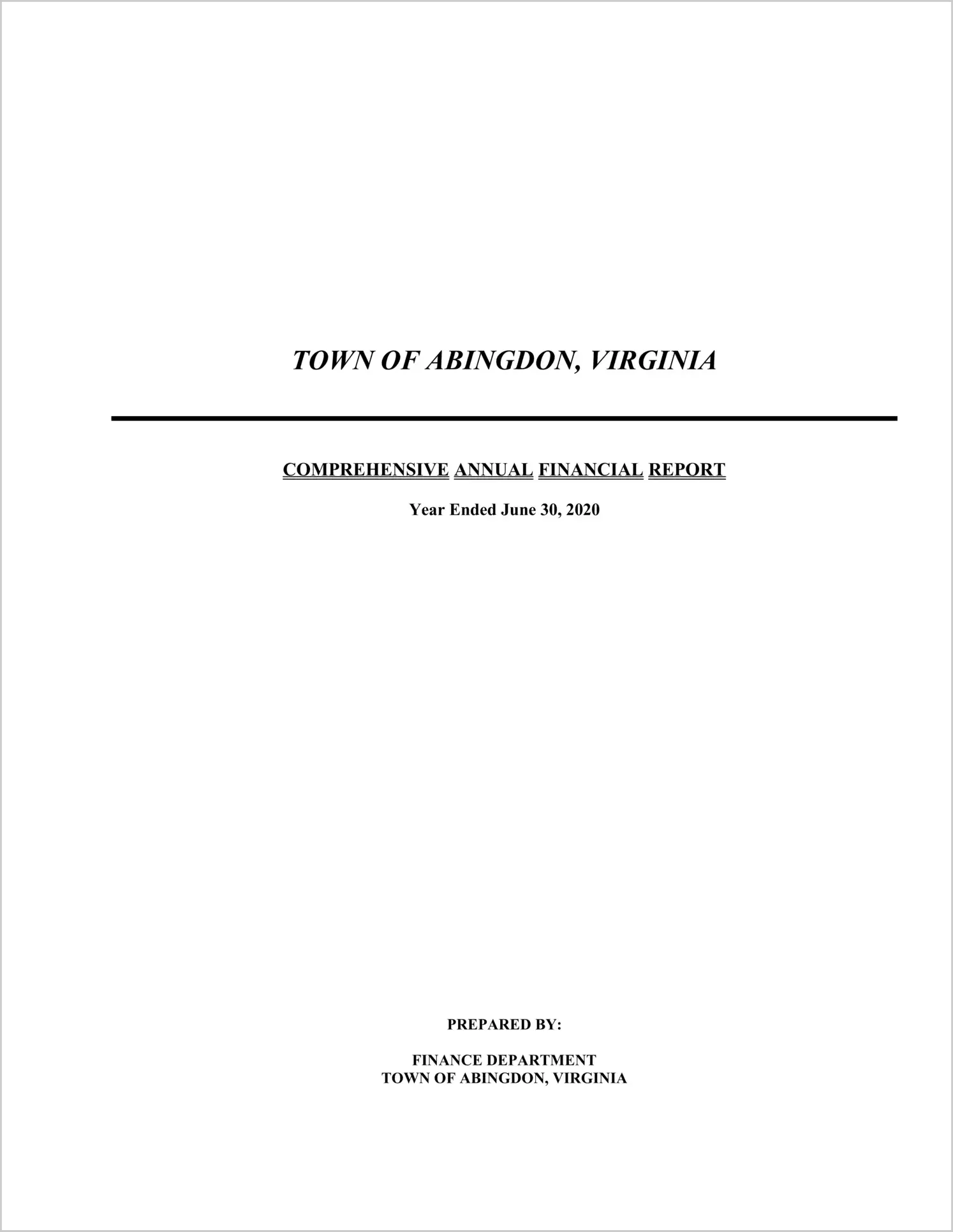 2020 Annual Financial Report for Town of Abingdon