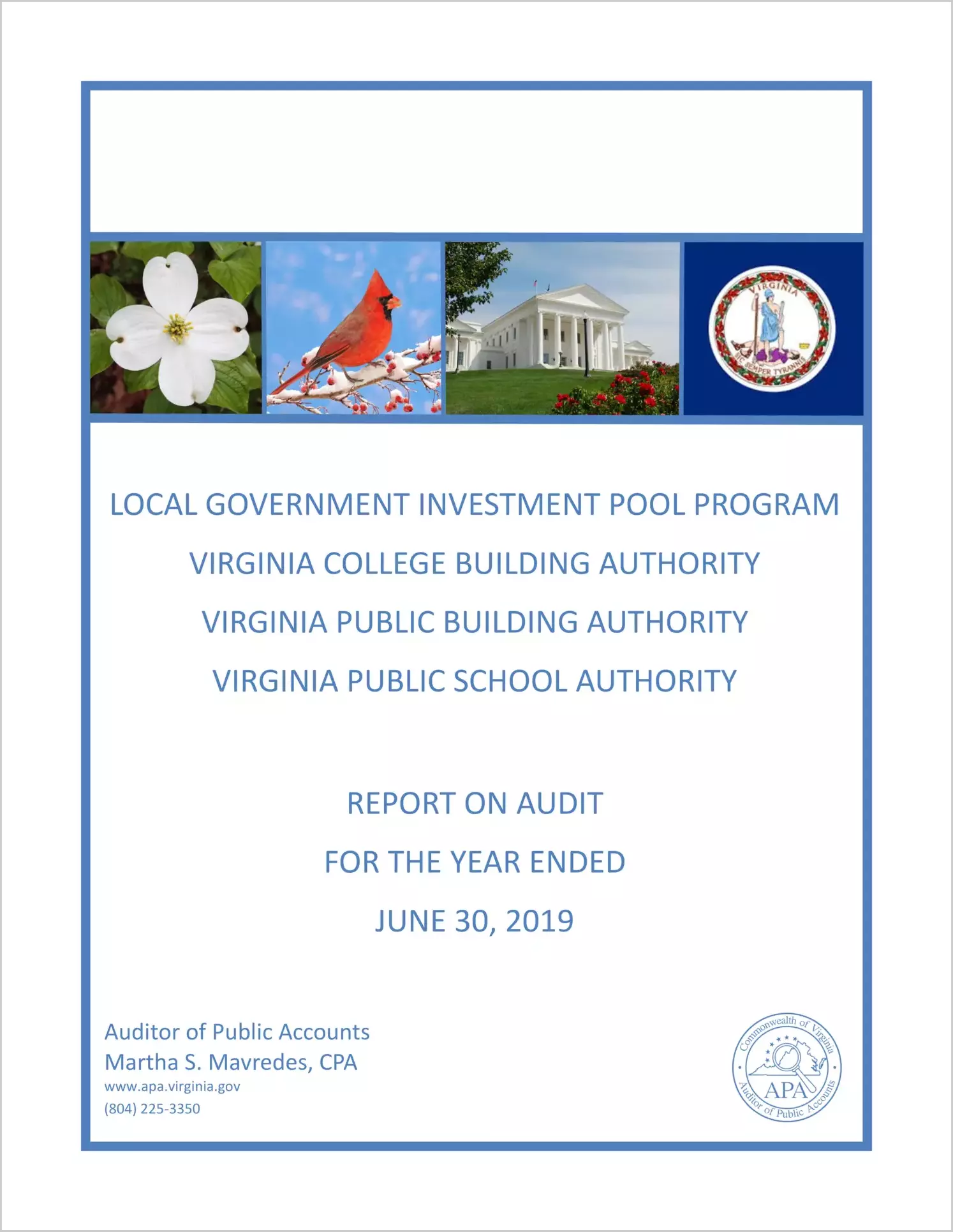 Local Government Investment Pool Program, Virginia College Building Authority, Virginia Public Building Authority, Virginia Public School Authority for the year ended June 30, 2019