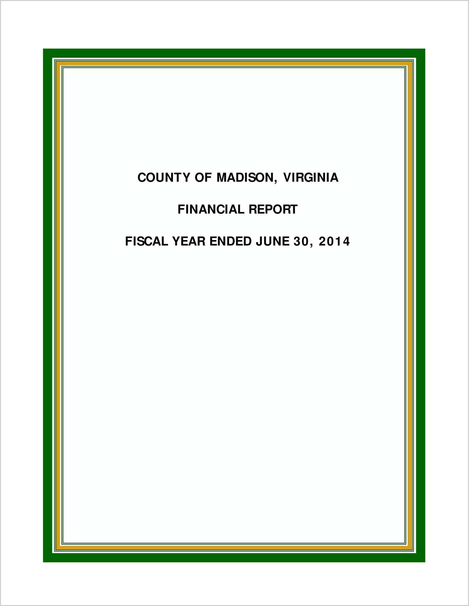 2014 Annual Financial Report for County of Madison