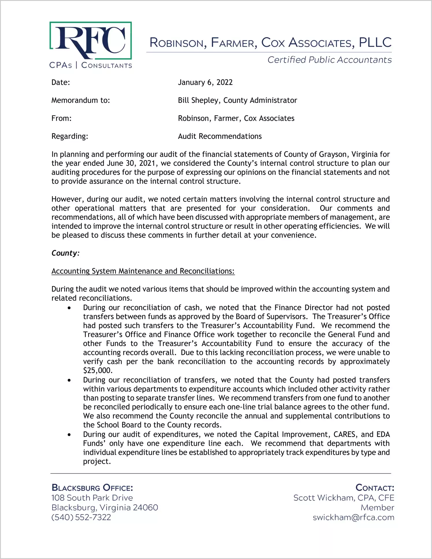 preview of 2021 Management Letter for County of Grayson