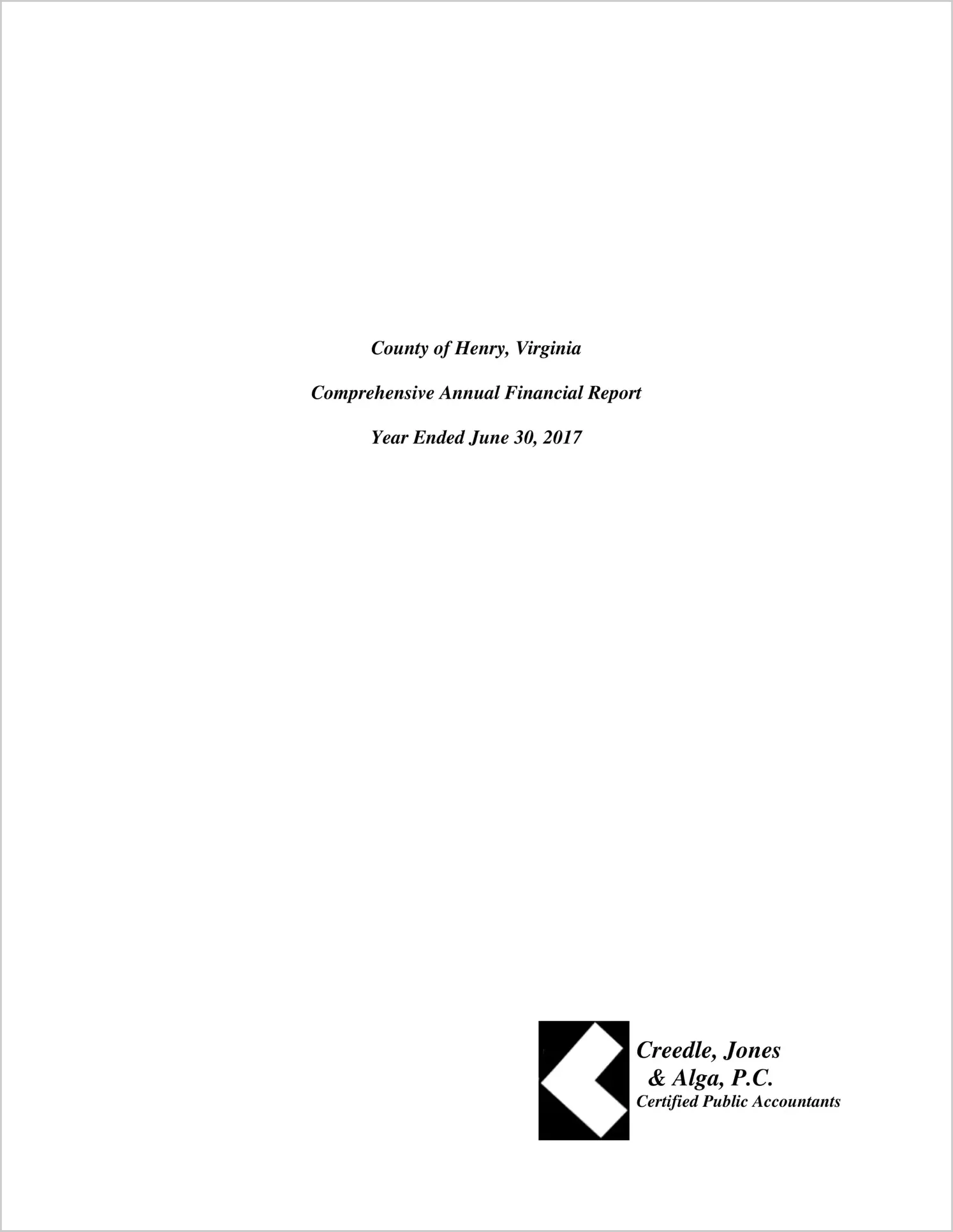 2017 Annual Financial Report for County of Henry