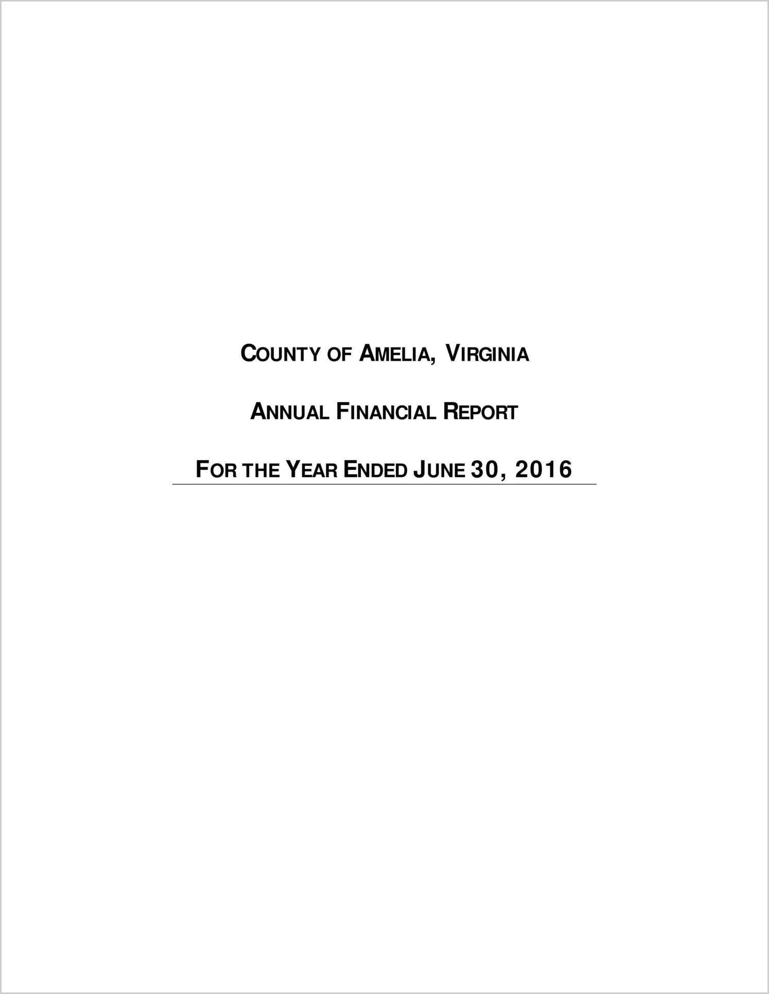 2016 Annual Financial Report for County of Amelia