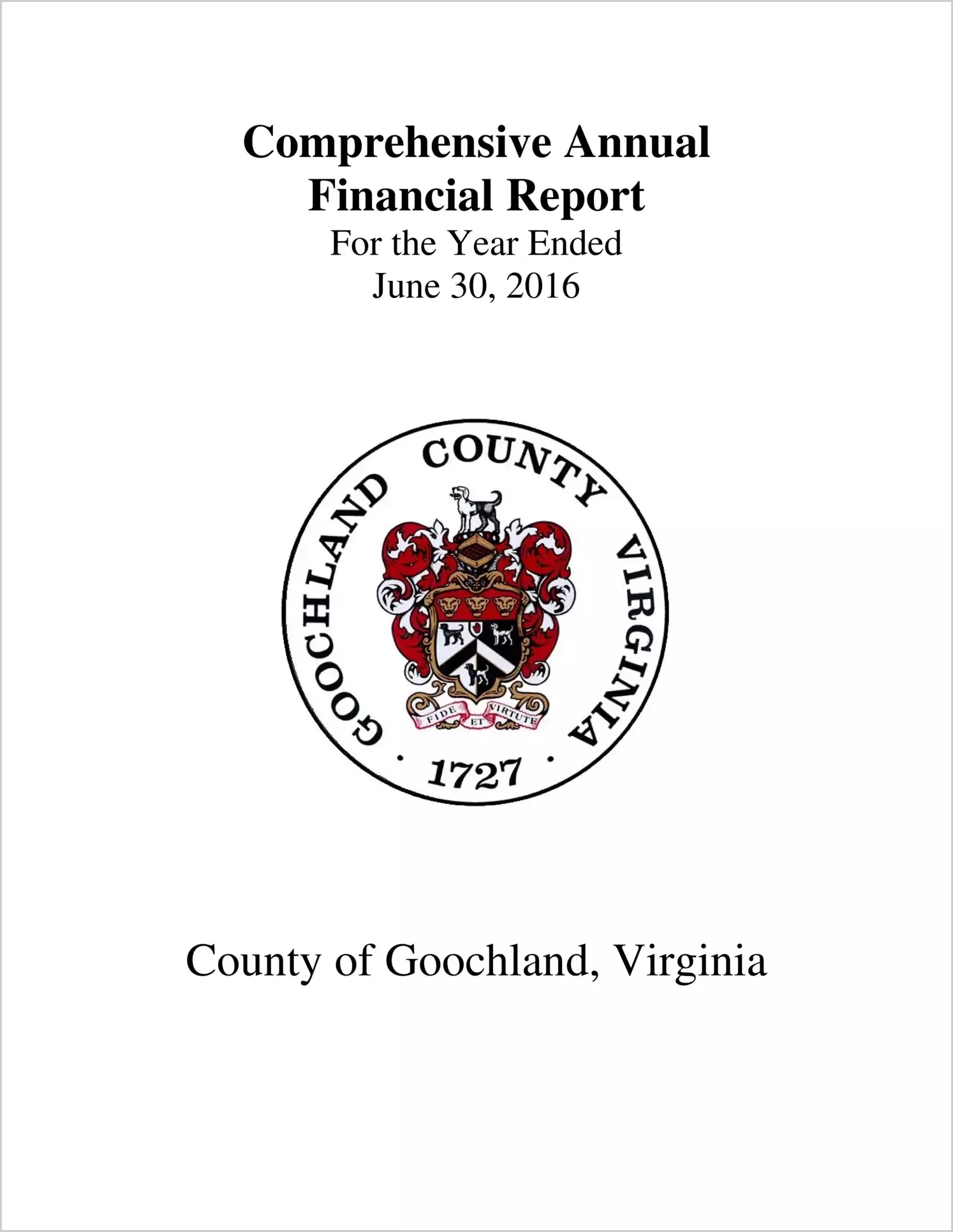 2016 Annual Financial Report for County of Goochland
