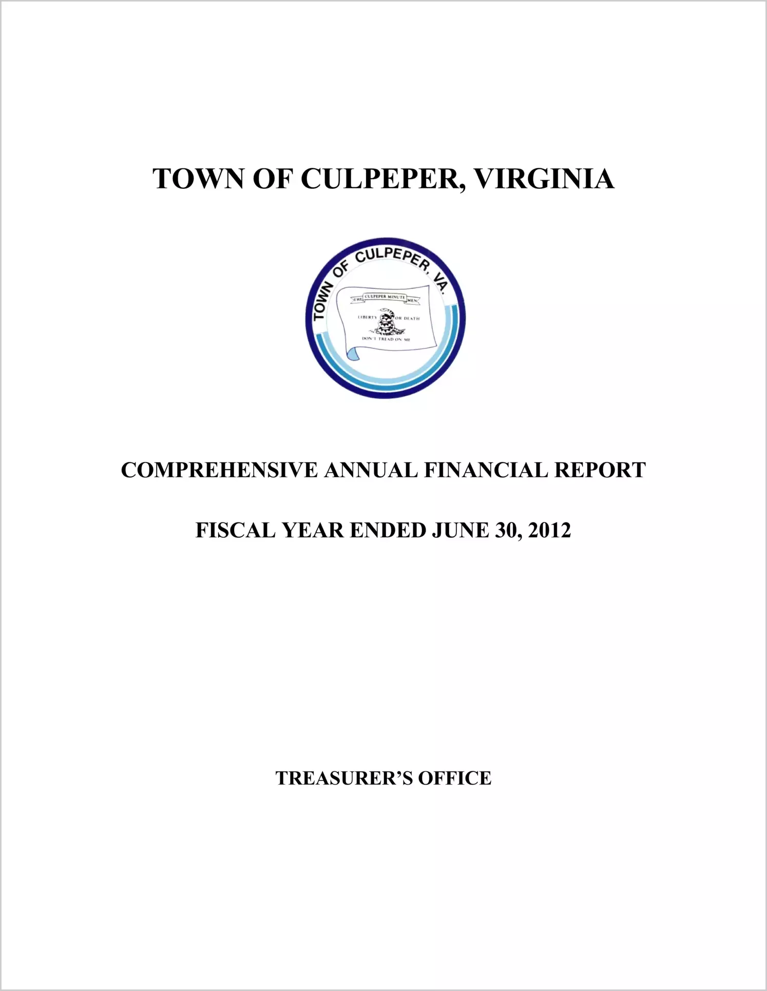 2012 Annual Financial Report for Town of Culpeper