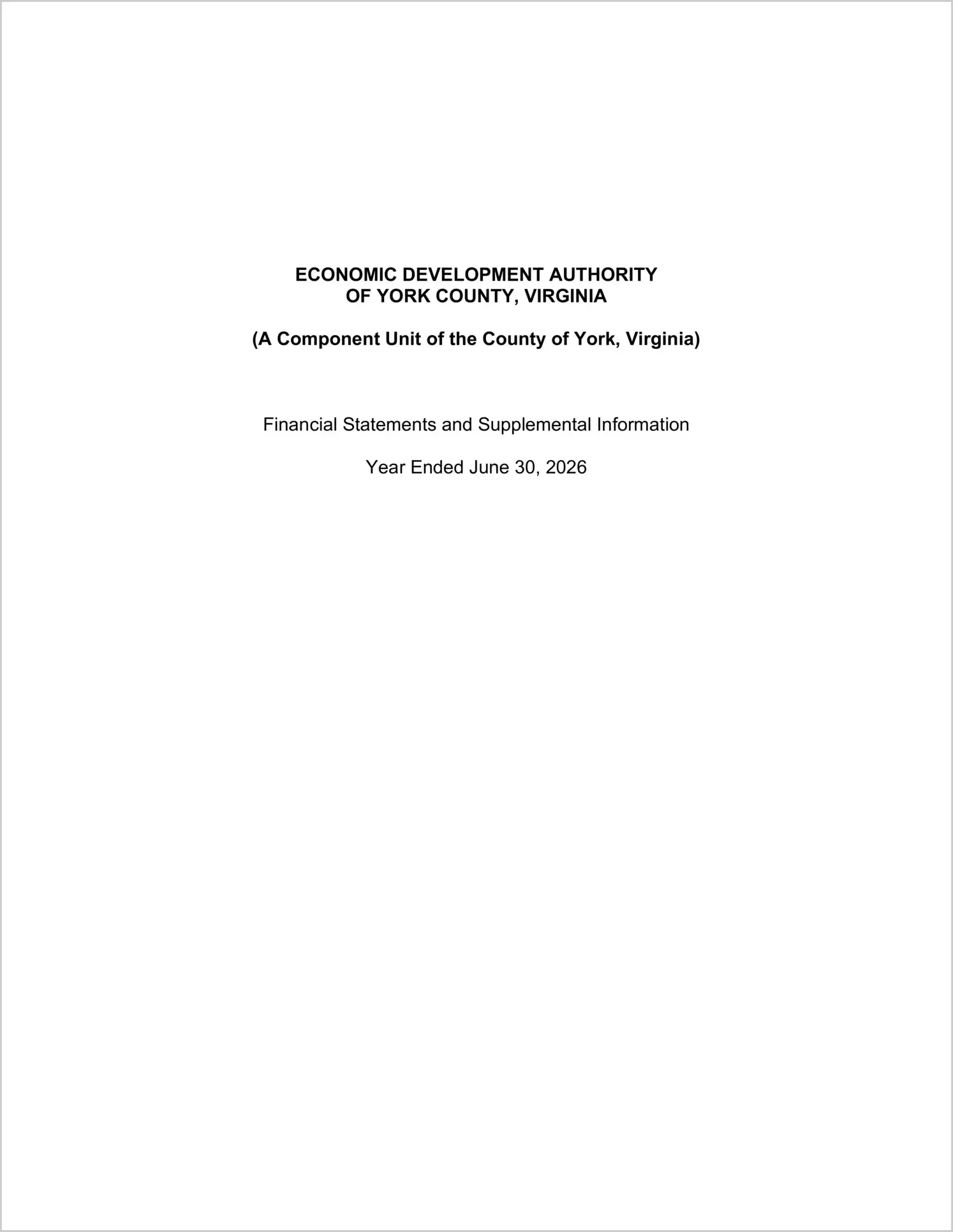 preview of 2026 ABC/Other Annual Financial Report for York County Economic Development Authority