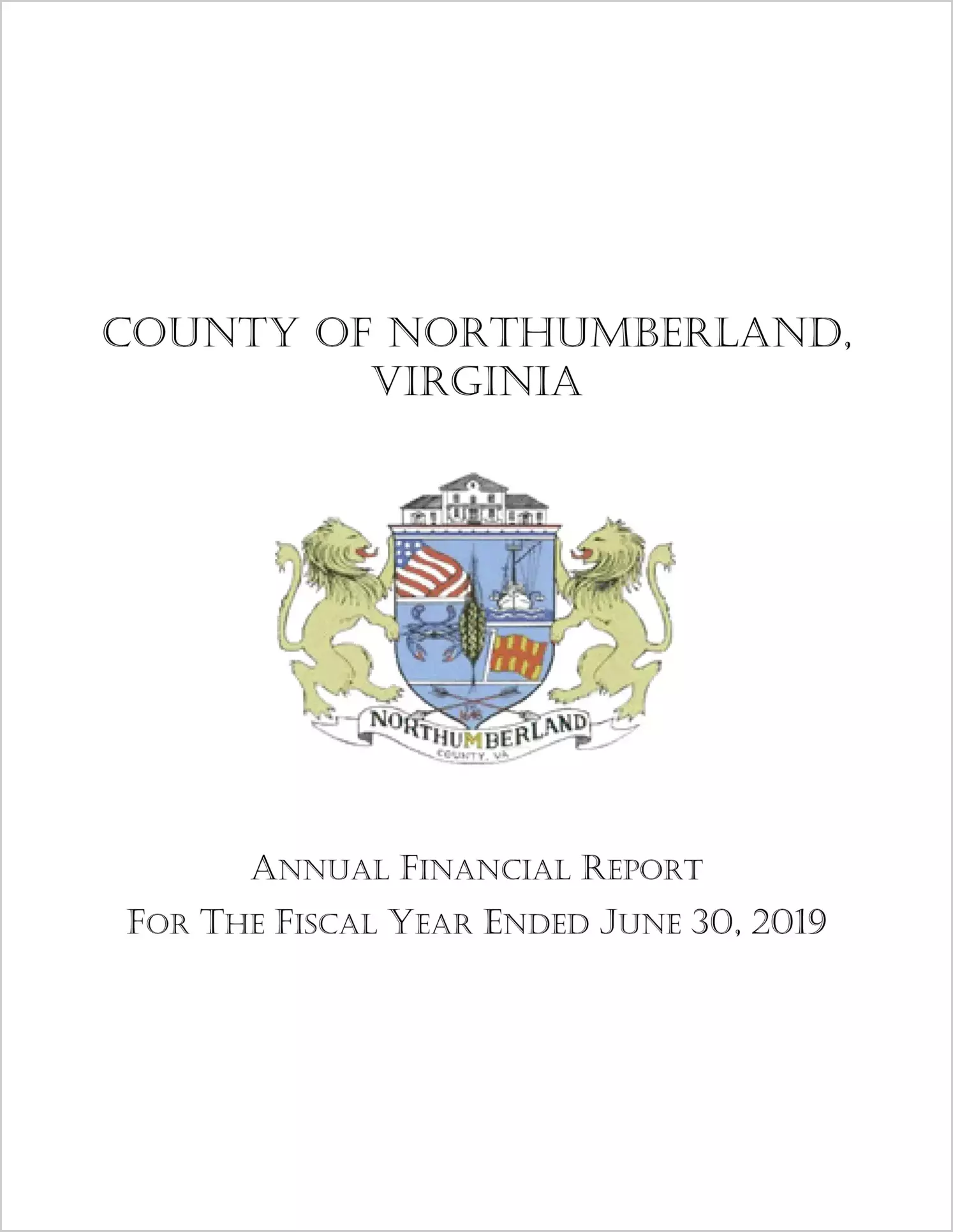2019 Annual Financial Report for County of Northumberland