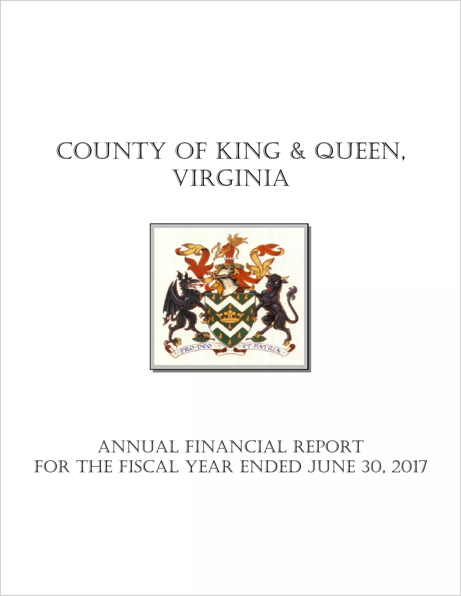 2017 Annual Financial Report for County of King and Queen
