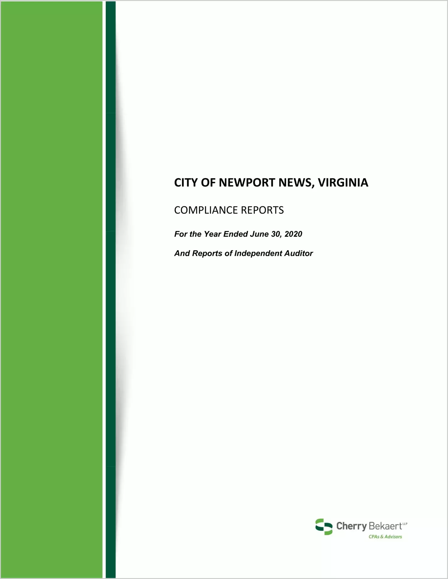 2020 Internal Control and Compliance Report for City of Newport News