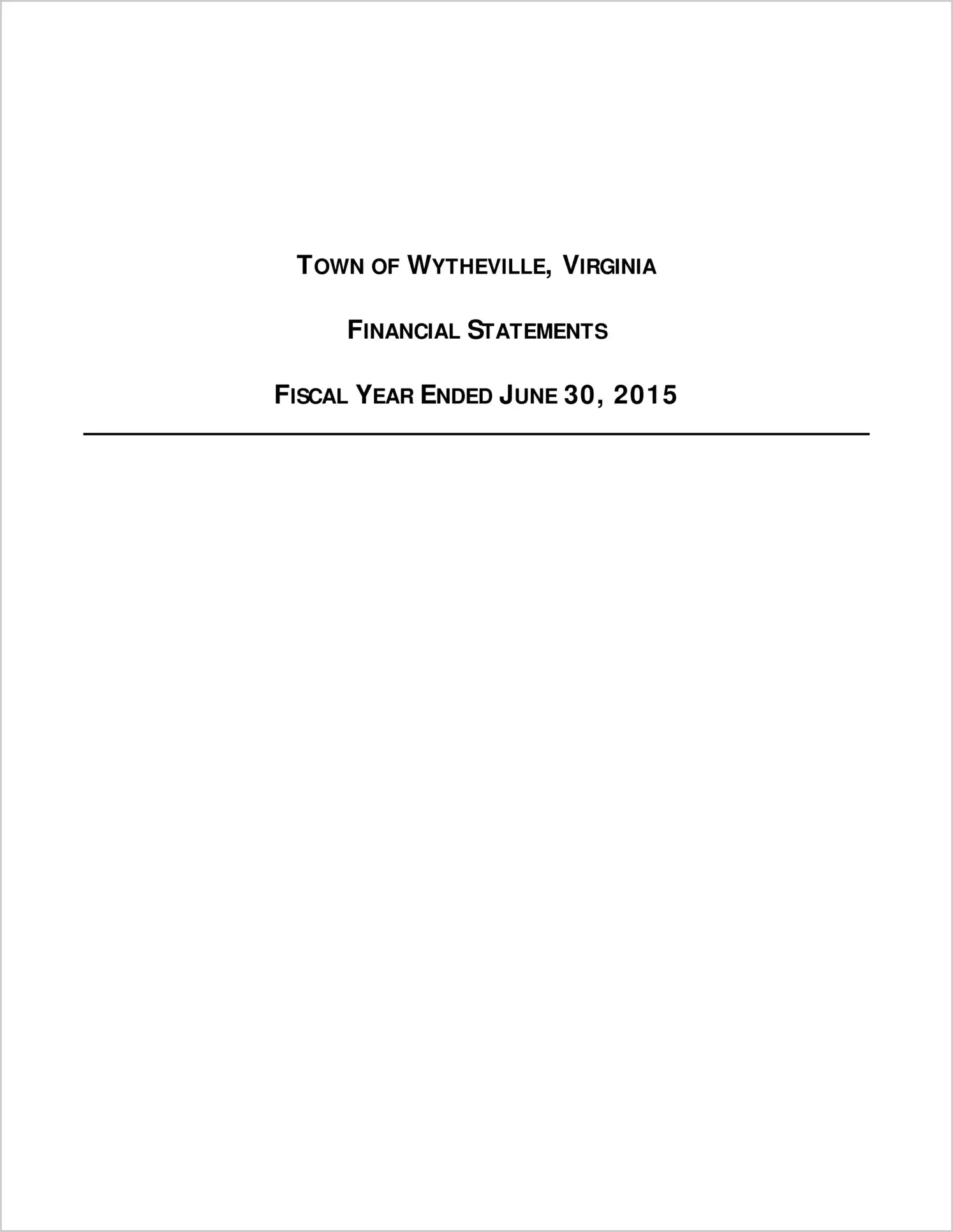 2015 Annual Financial Report for Town of Wytheville