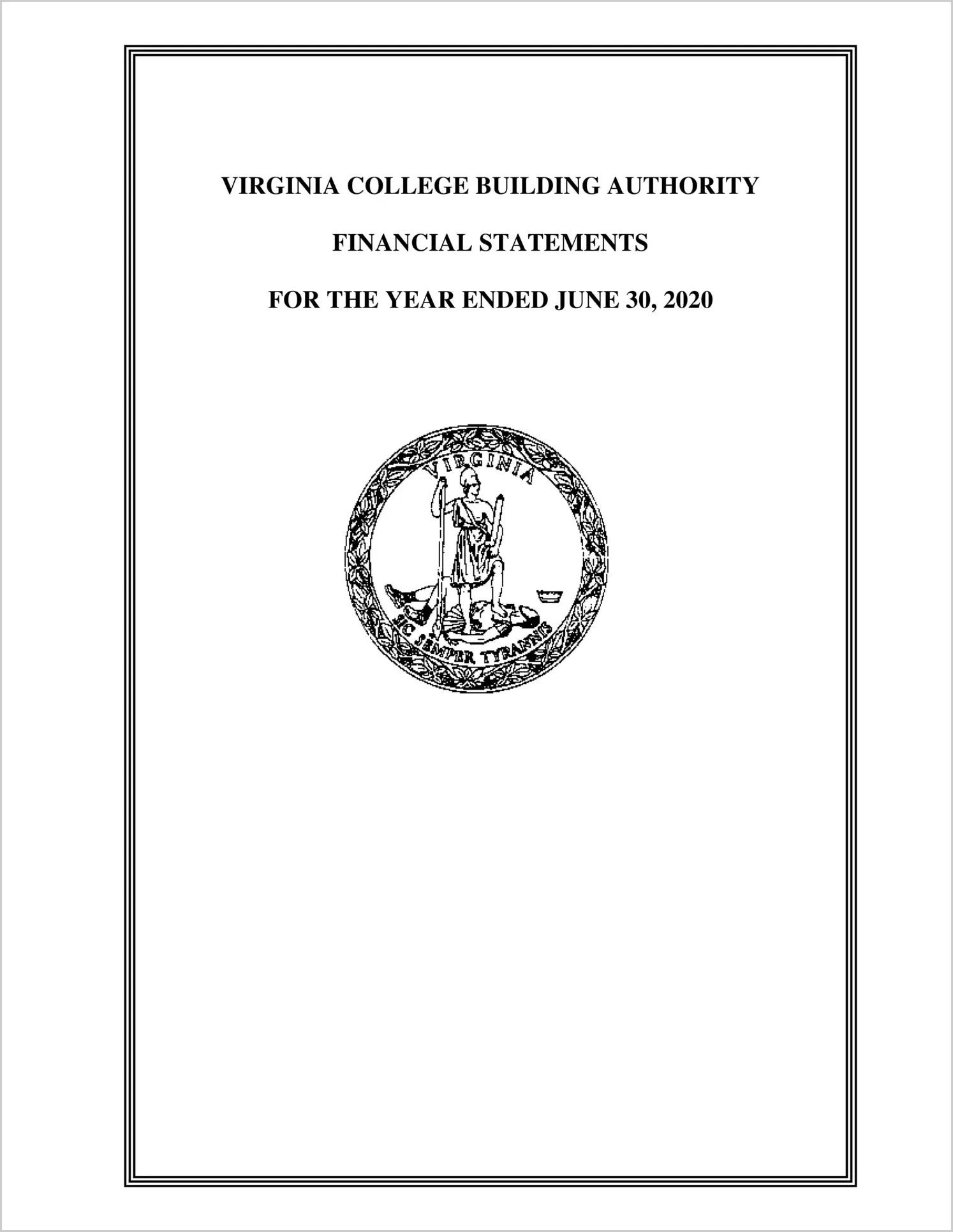 Virginia College Building Authority Financial Statements for the year ended June 30, 2020