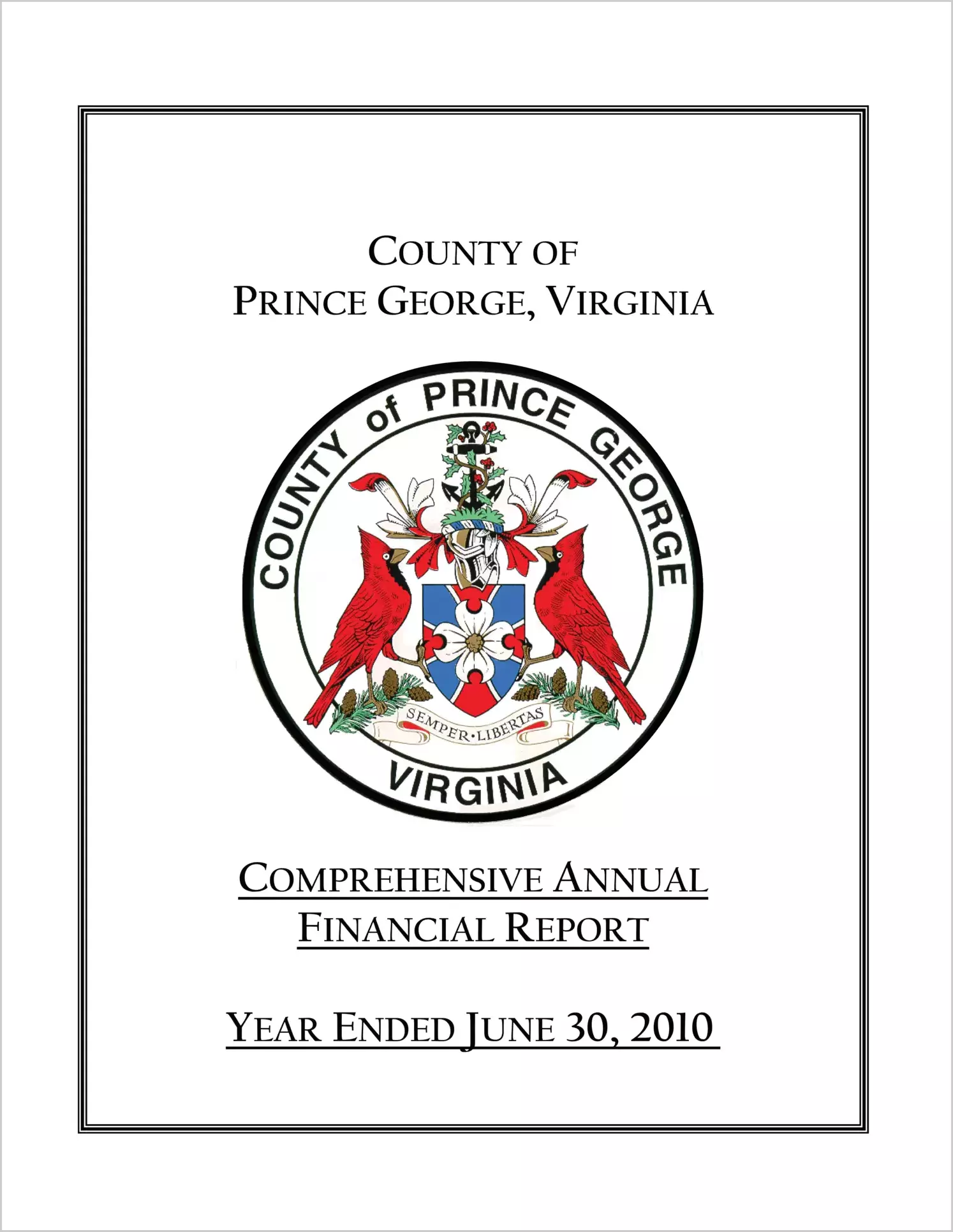 2010 Annual Financial Report for County of Prince George